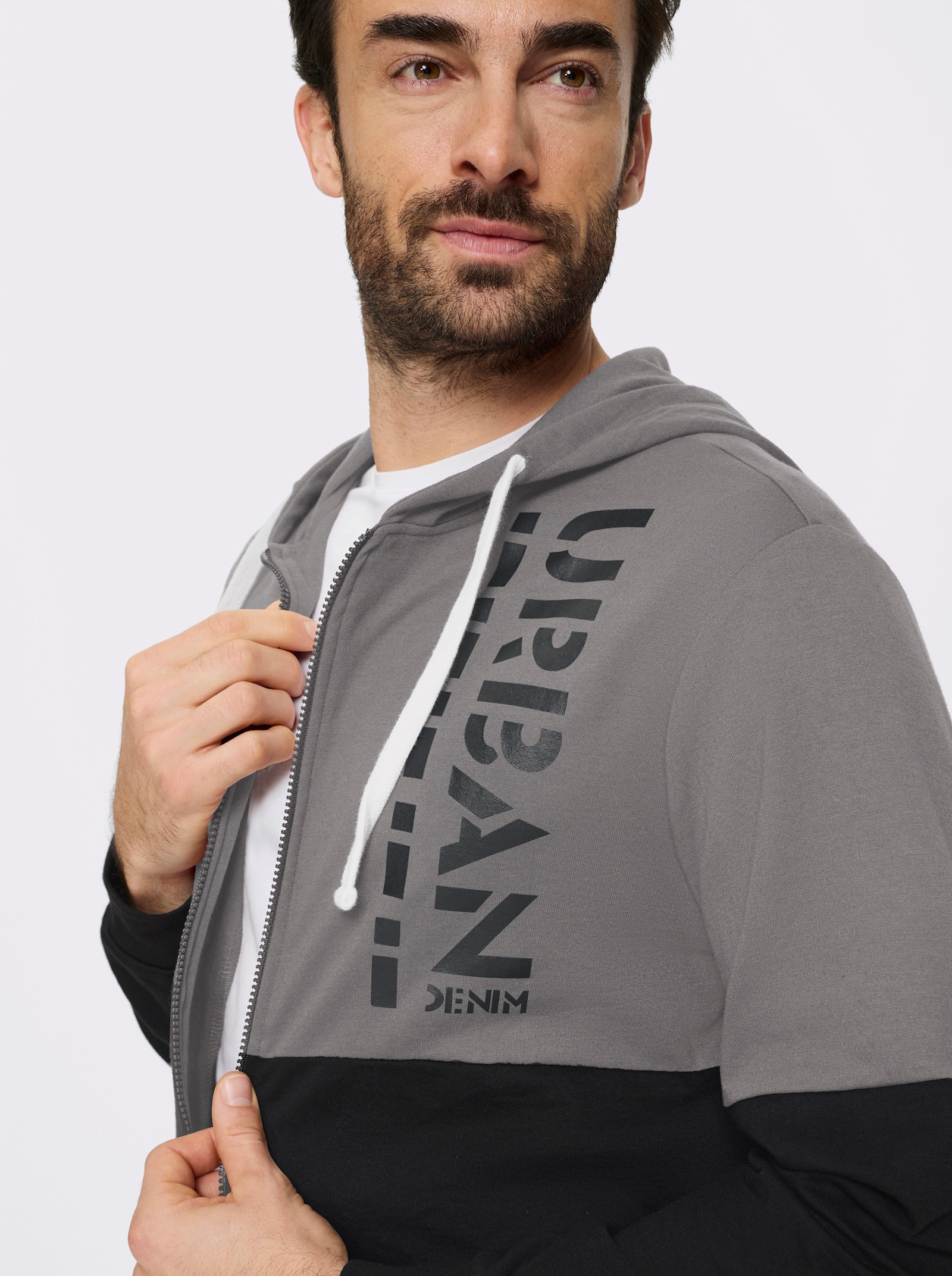 Catamaran Sports Sweatjacke mit weitenregulierbarer Kapuze - grau-schwarz