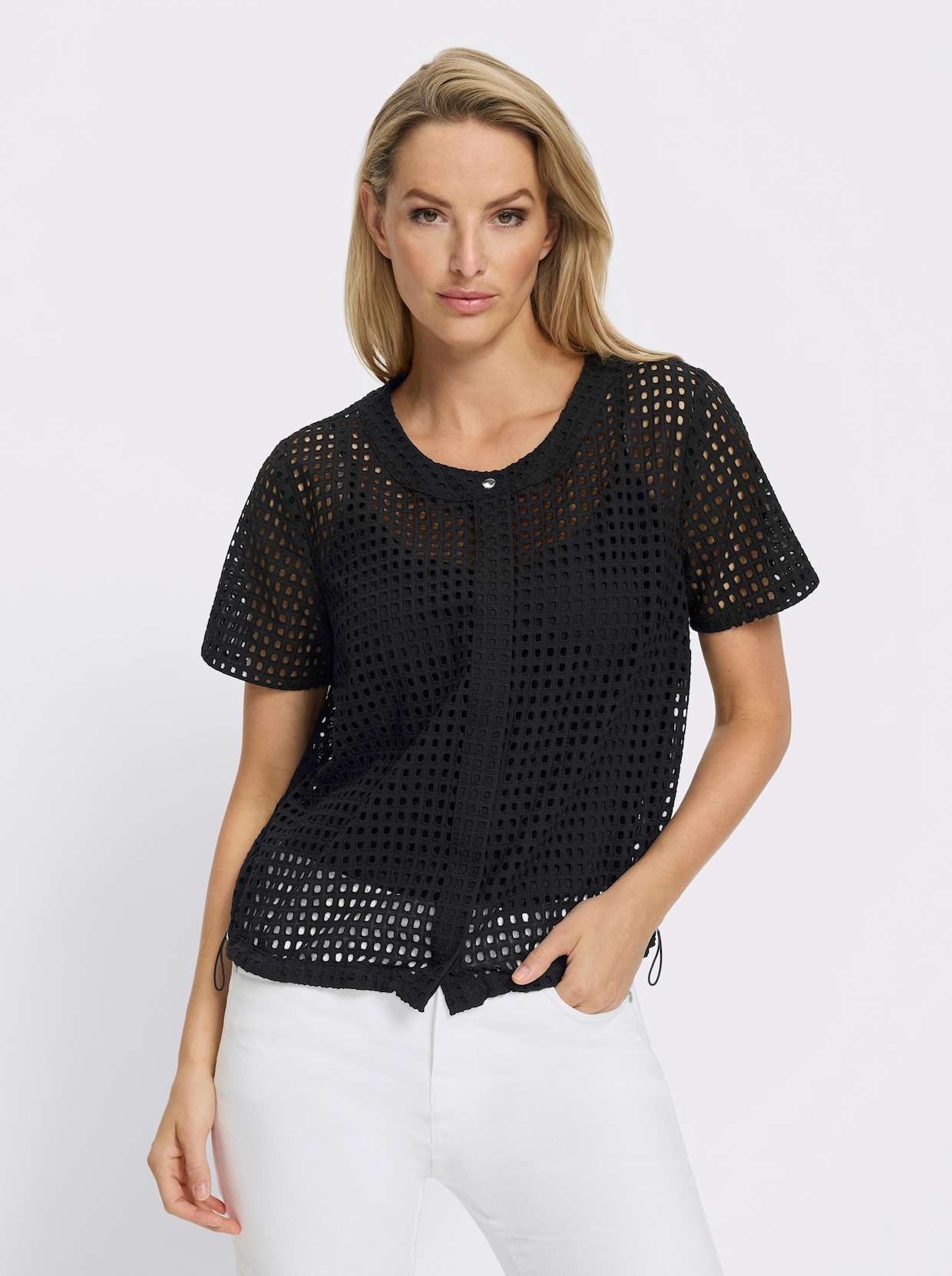 heine Kurzarm-Bluse - schwarz