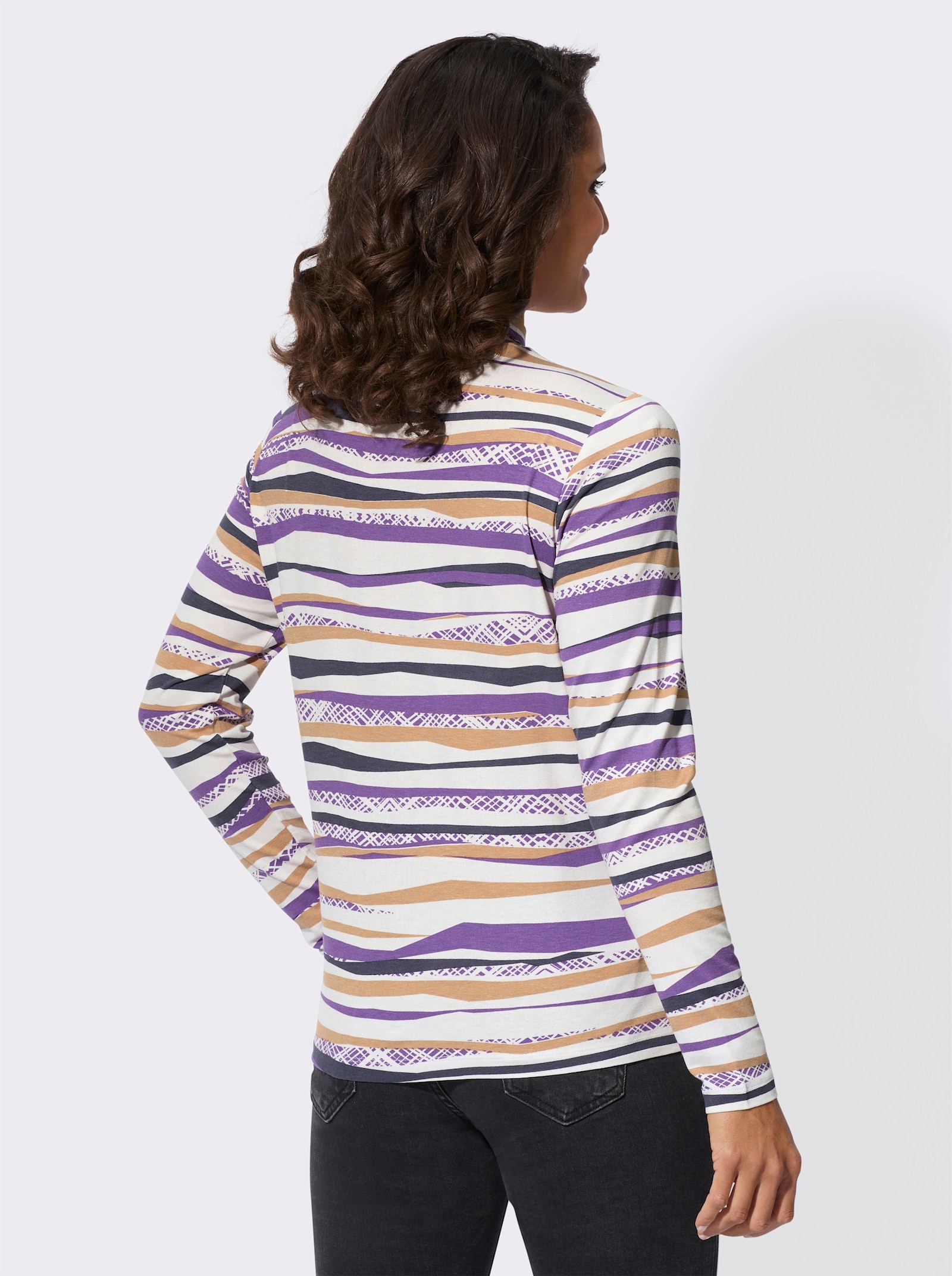 Shirt met lange mouwen en print - camel/lila bedrukt