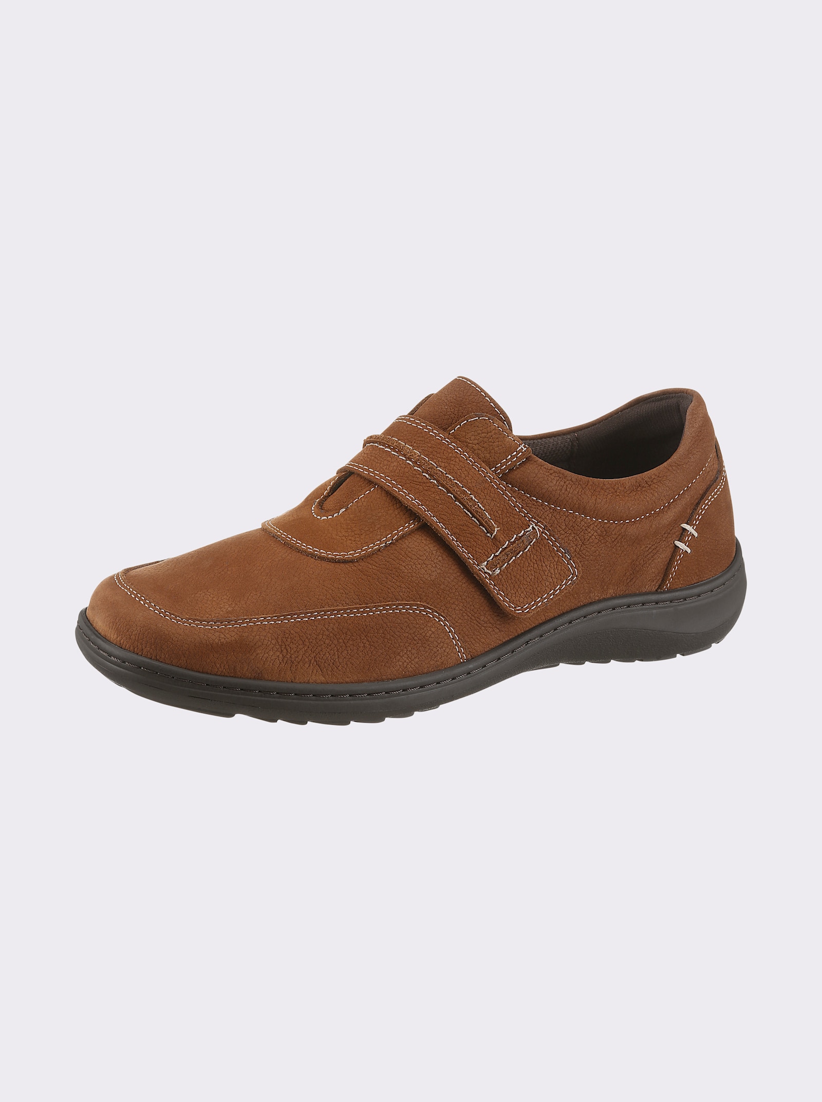 airsoft comfort+ Klettschuh aus Nubukleder - cognac