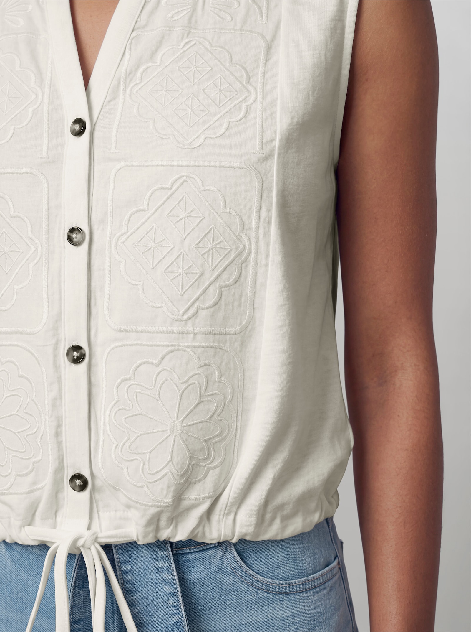 heine Blusenshirt mit Spitzeneinsatz - ecru