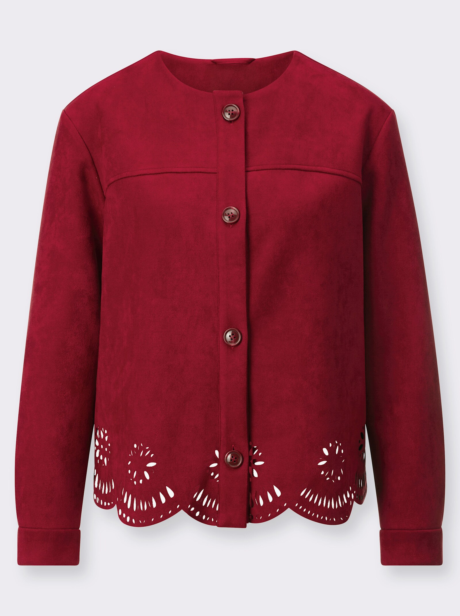 Korte blazer in suèdelook - donkerrood