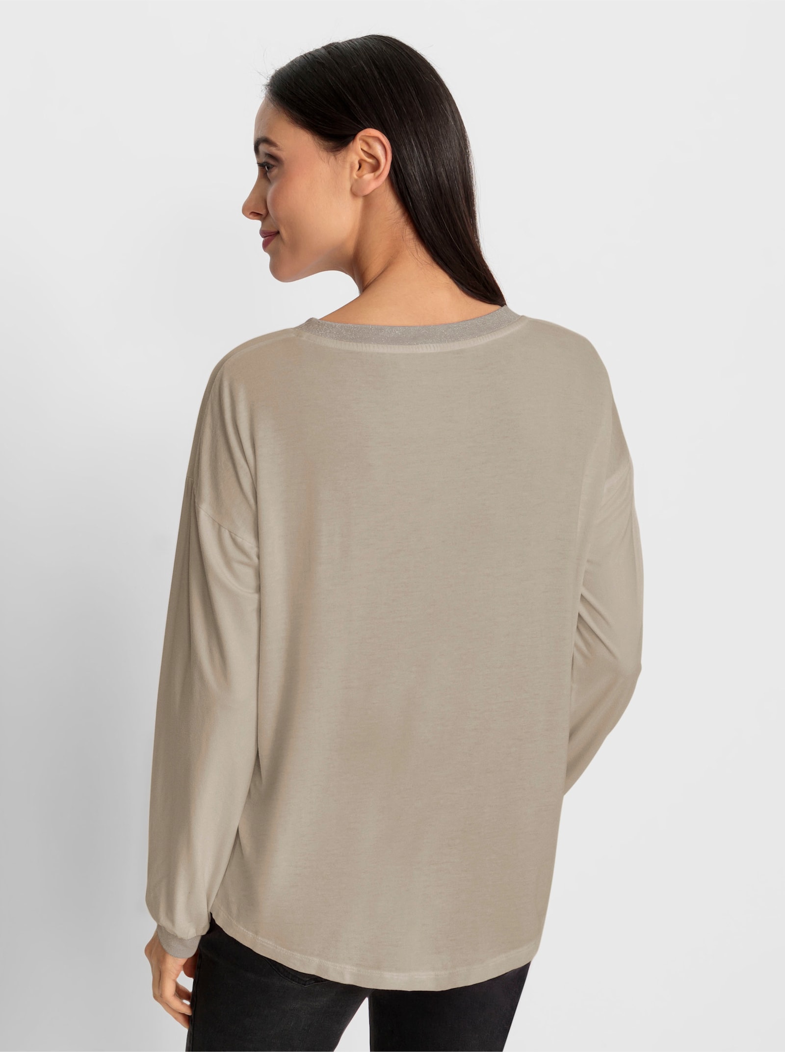 heine Langarmshirt mit Metallic-Effekt - beige