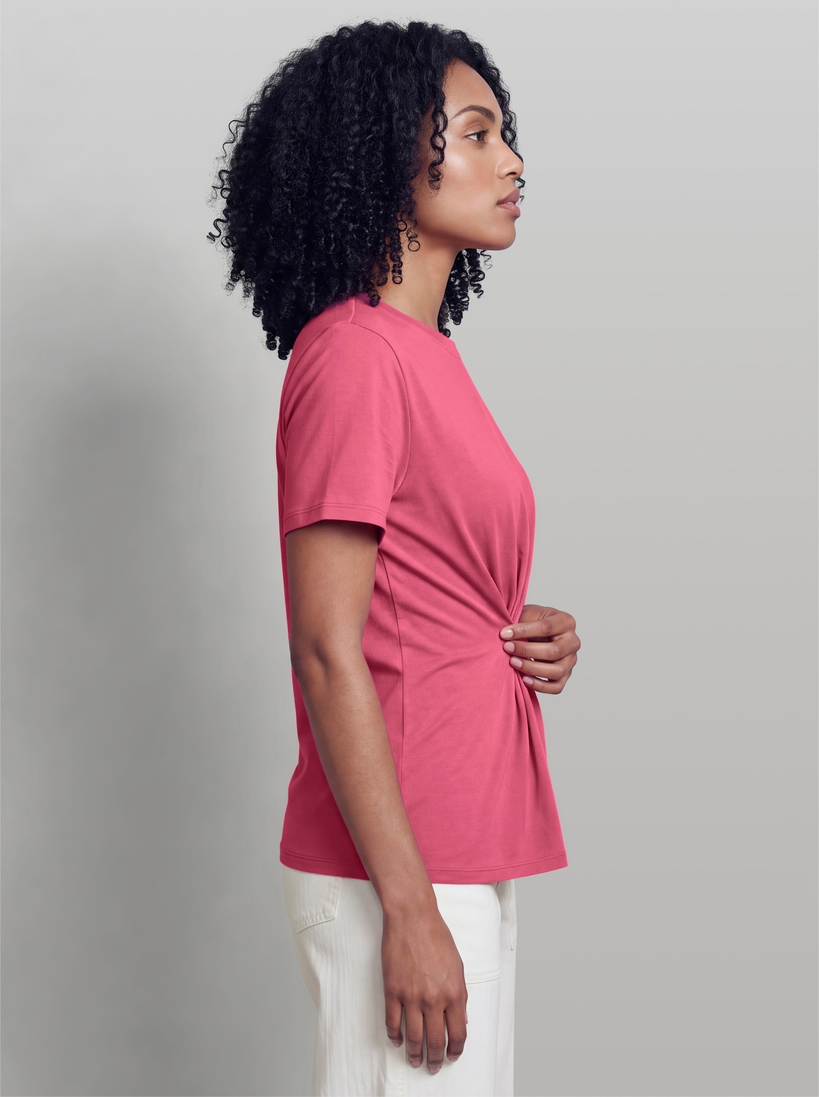 heine Kurzarmshirt mit Faltenwurf - fuchsia