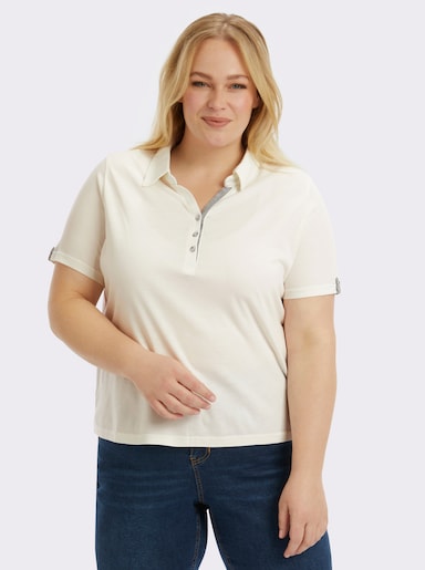 Poloshirt mit Zierriegel - ecru