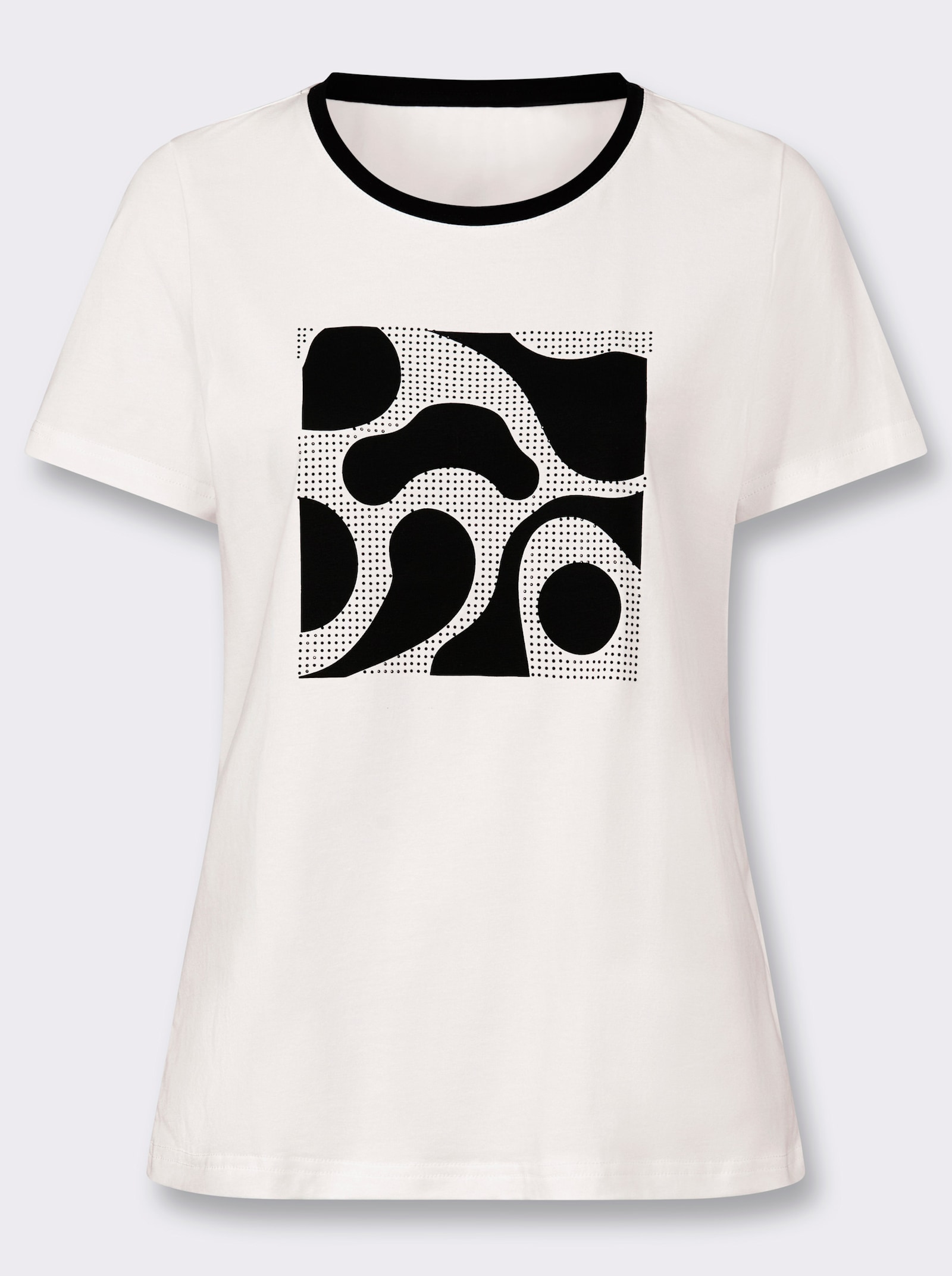 heine Kurzarmshirt mit Glitzersteinchen - ecru