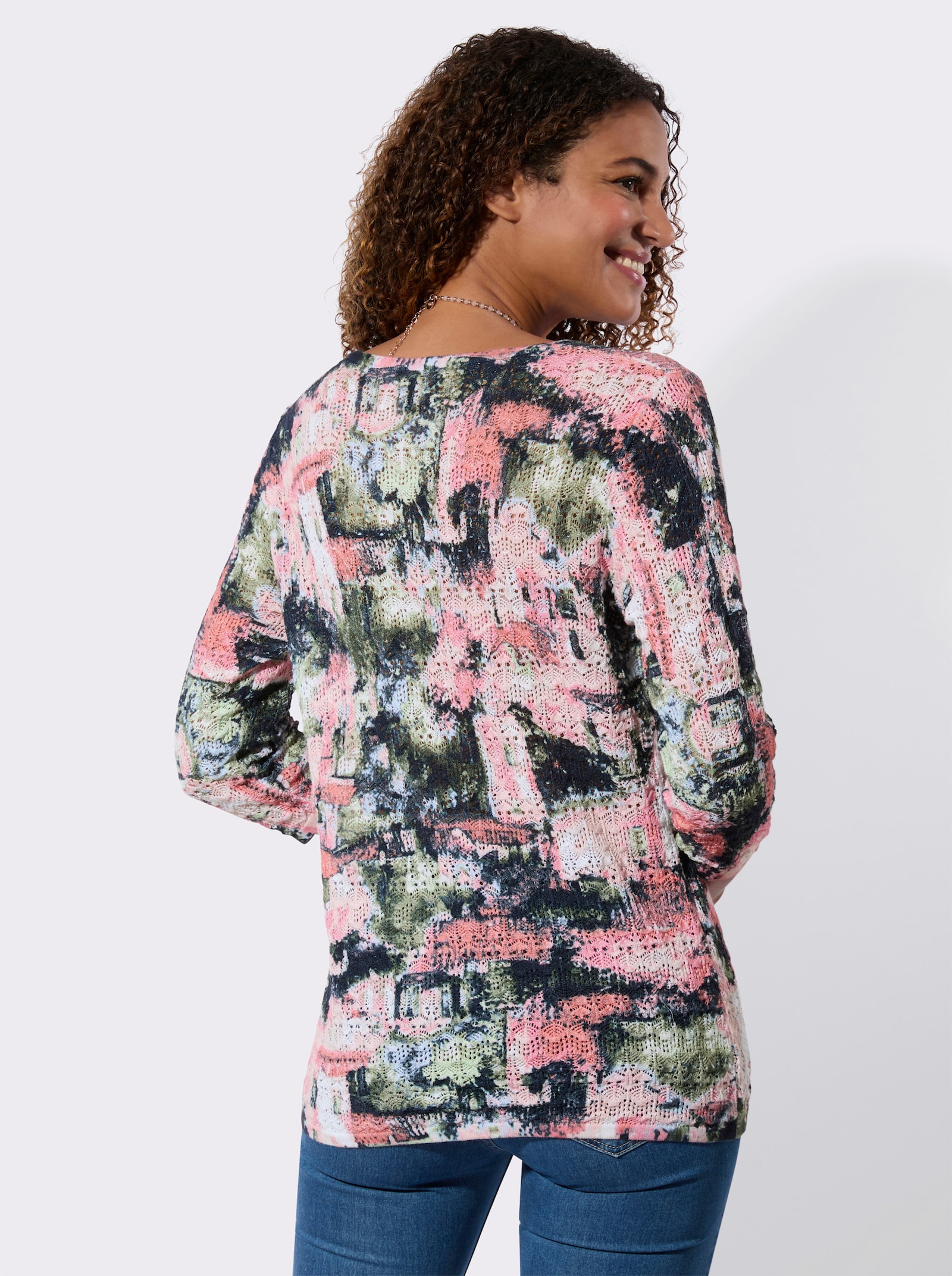 Baumwollpullover - hortensie-bedruckt