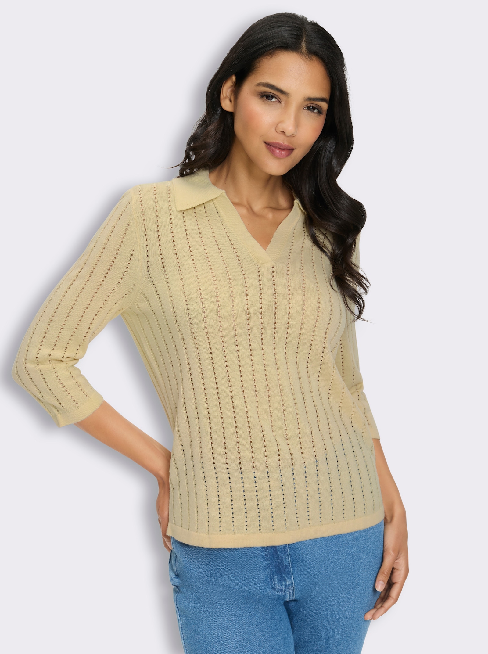 Polopullover mit 3/4-Ärmeln - sand