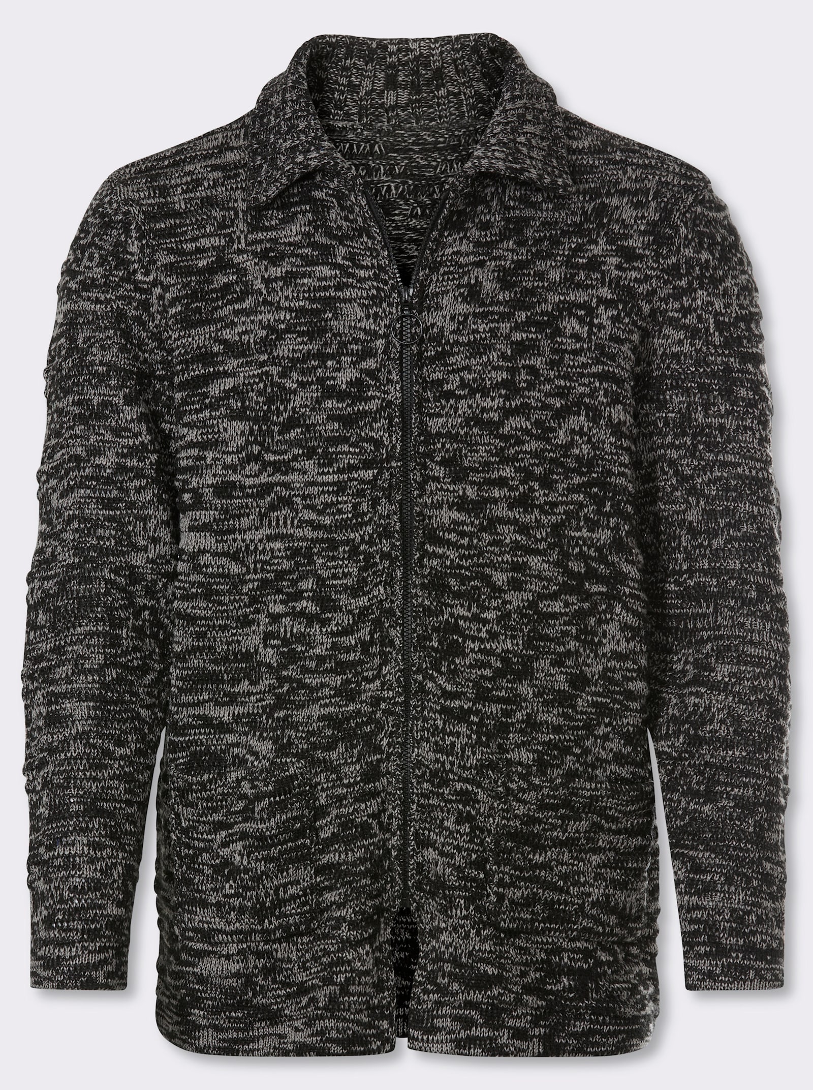 Marco Donati Strickjacke in längerer Form - schwarz-grau-meliert