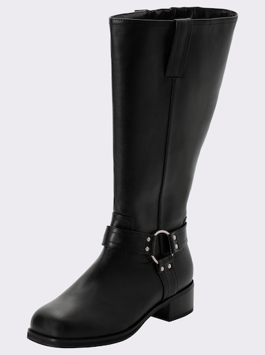 sheego Weitschaftstiefel mit Zierring - schwarz
