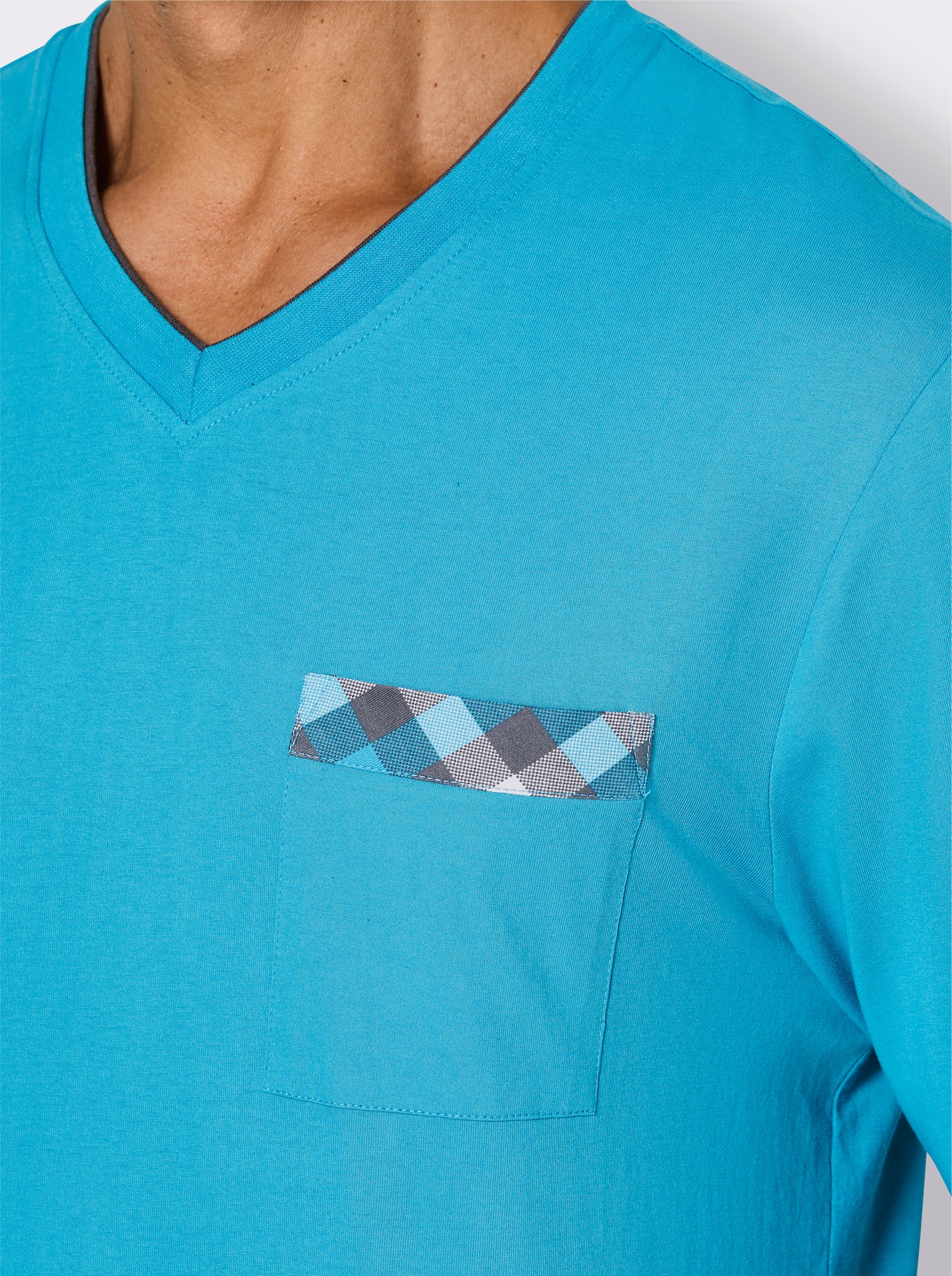 wäschepur men Pyjama - turquoise/antraciet geruit