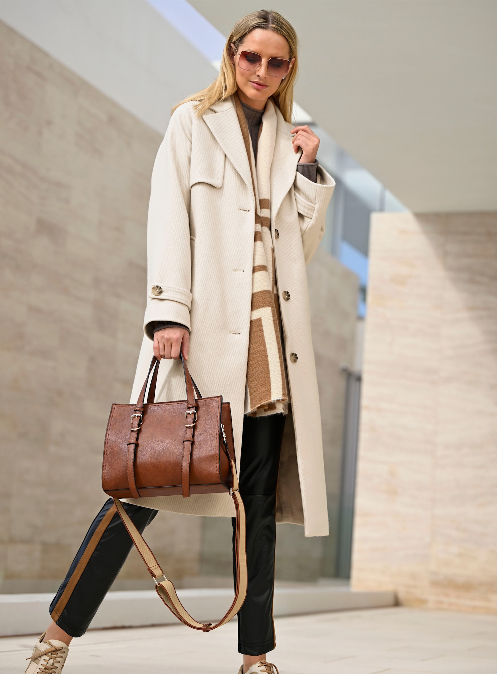 heine Manteau d'hiver, coupe longue - couleur ivoire