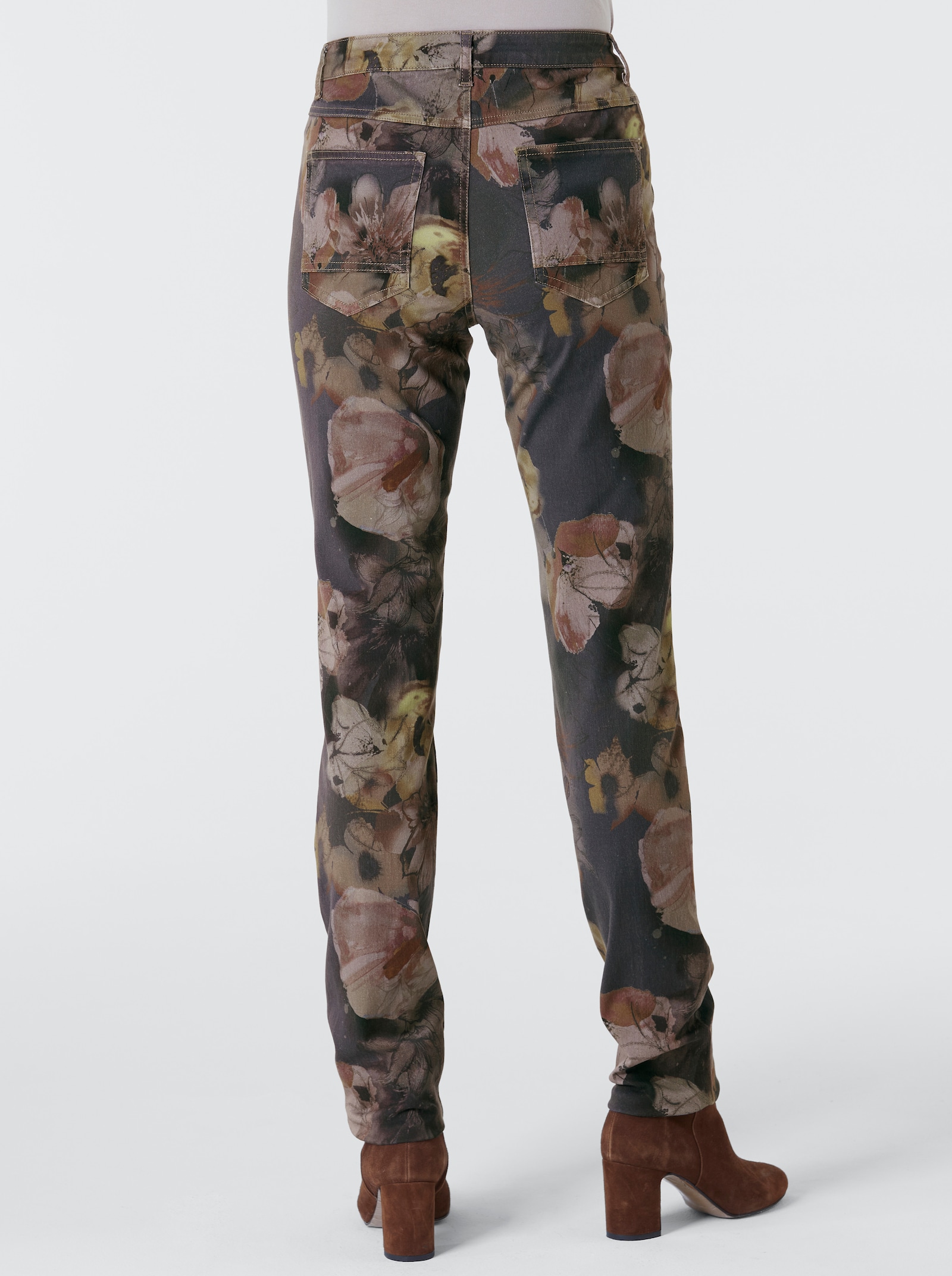 CREATION L PREMIUM 5-Pocket-Jeans im floralen Dessin - bunt