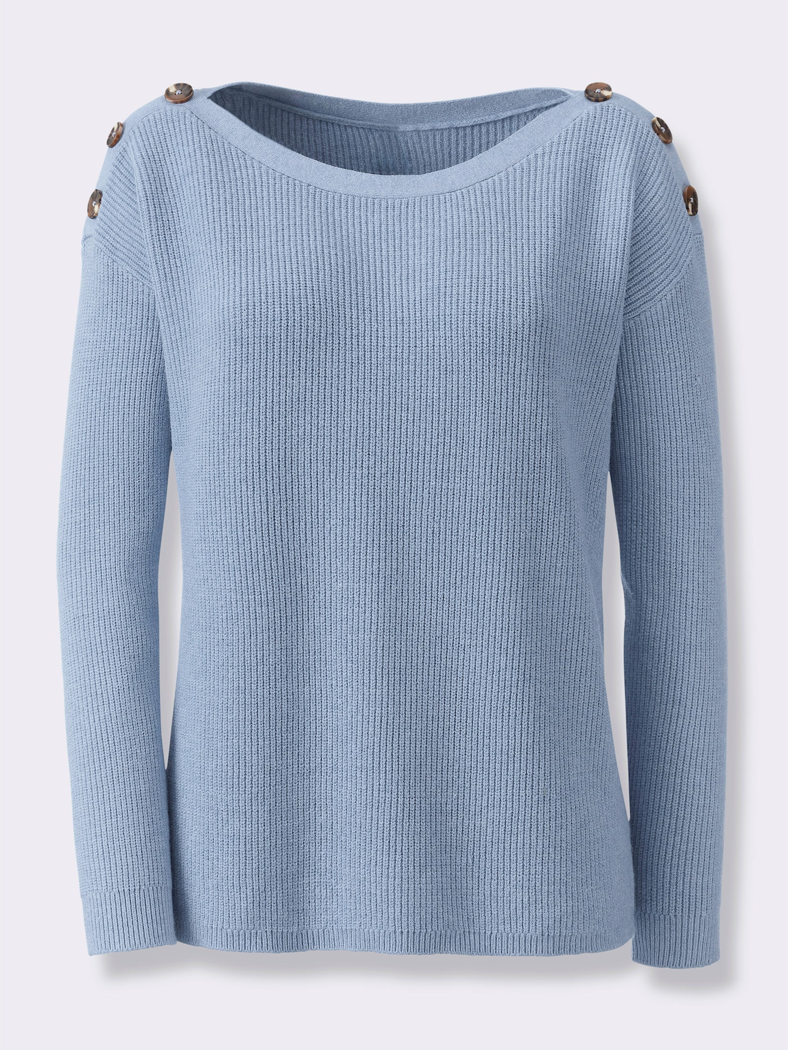 heine Strickpullover mit Zierknöpfen an den Schultern - bleu-meliert