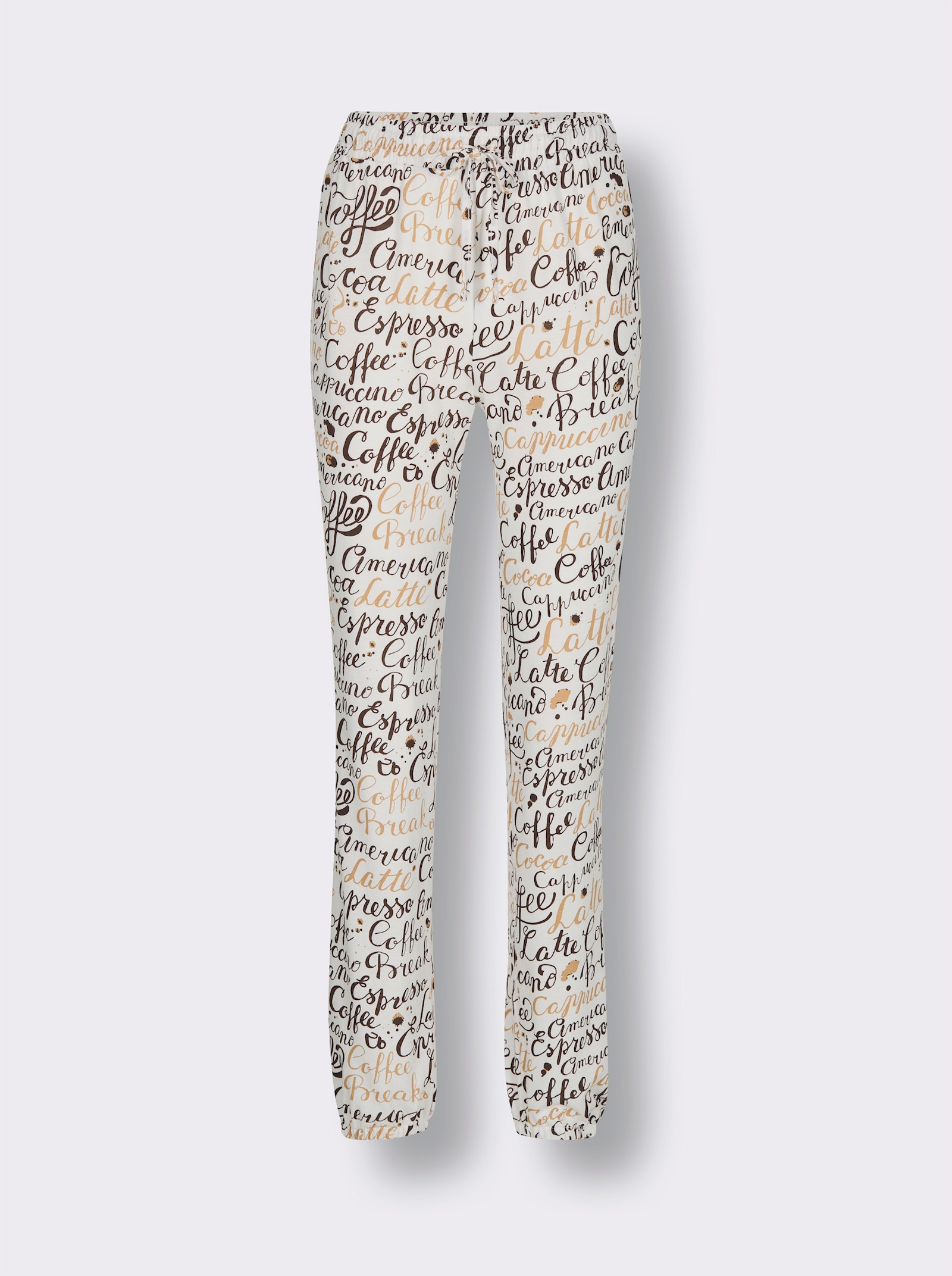 wäschepur Pyjama-Broek - ecru/choco bedrukt
