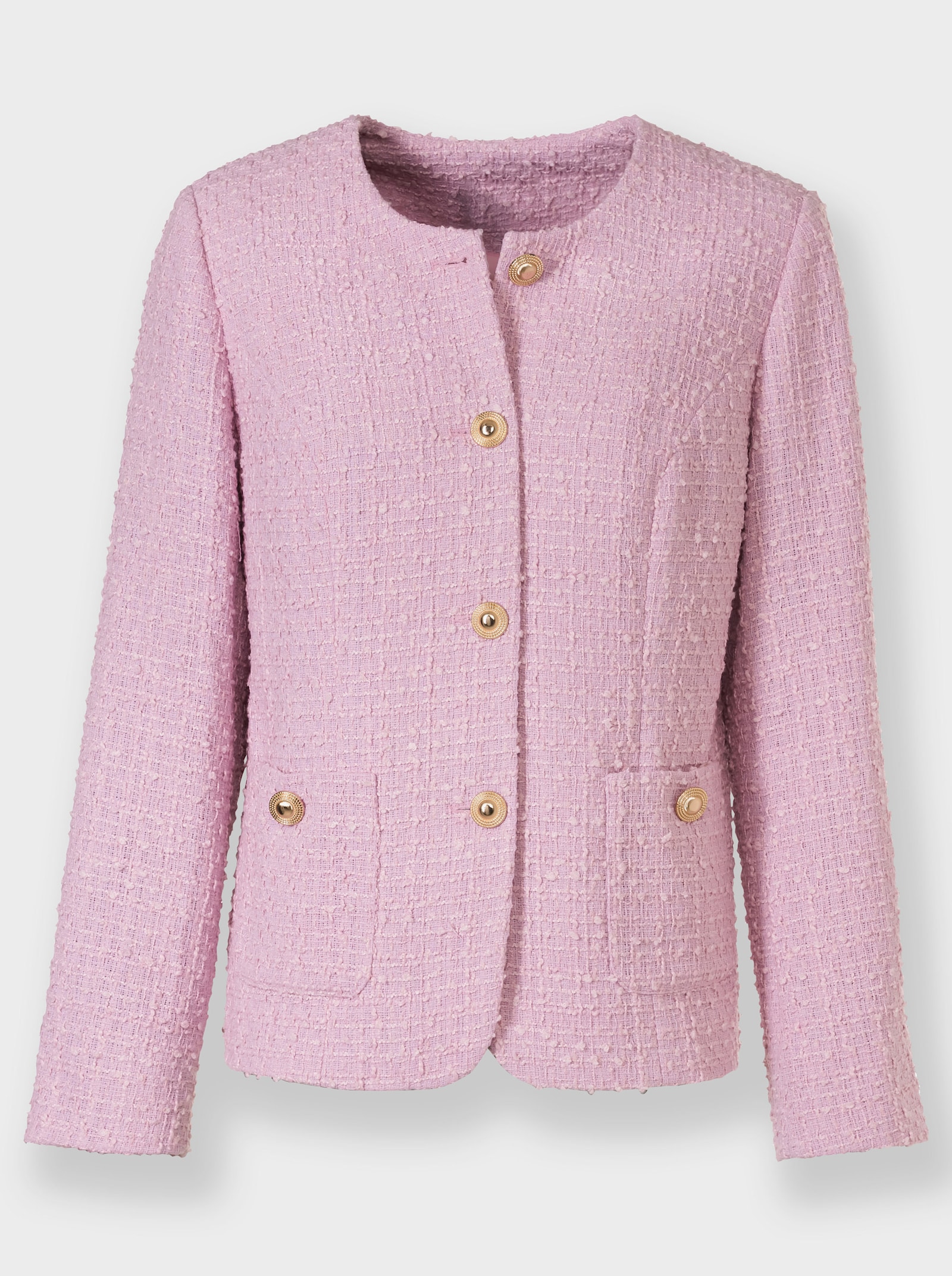 Bouclé-Blazer mit Schmuckknöpfen - rosé