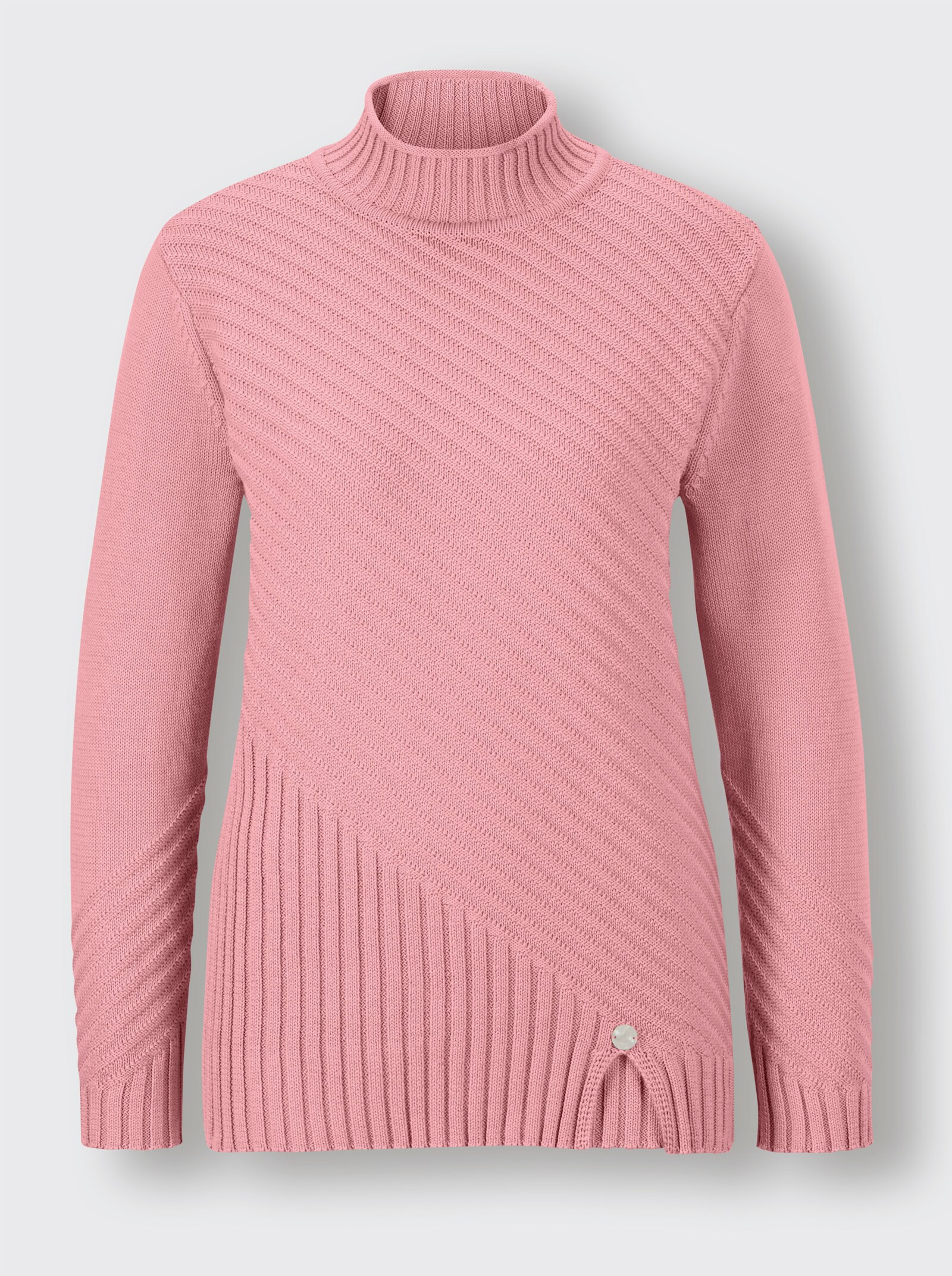 CREATION L PREMIUM Pull à col montant, fente à l'ourlet - quartz rose