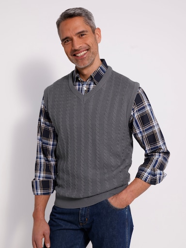 Pullunder mit Zopf- und Strickmuster - anthrazit