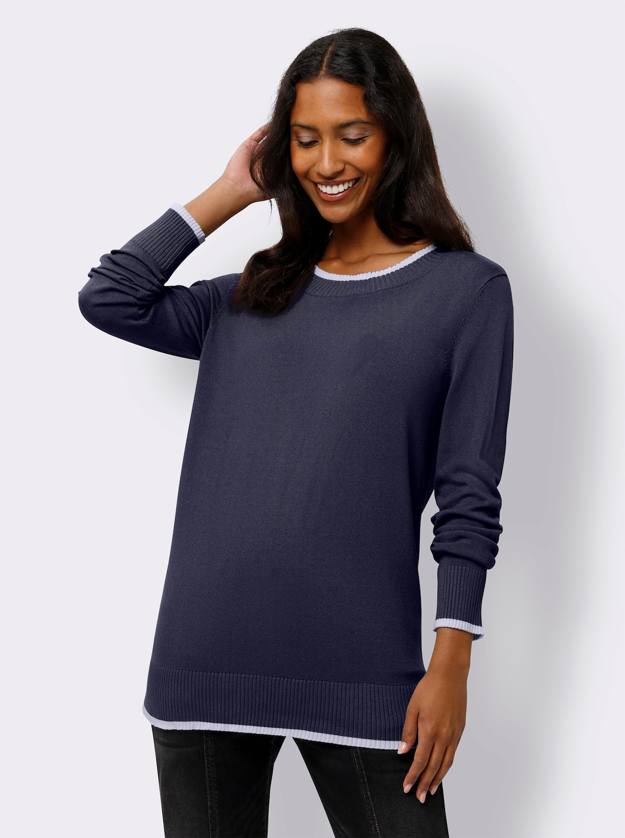heine Pull en tricot fin - marine