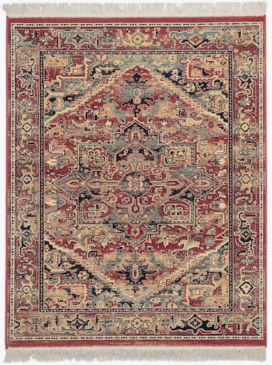 Theko Teppich - rot-gemustert