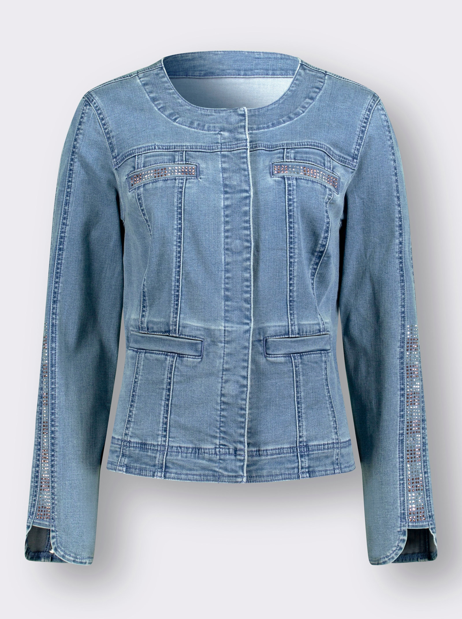 Jeansblazer mit glitzernden Details - blue-bleached