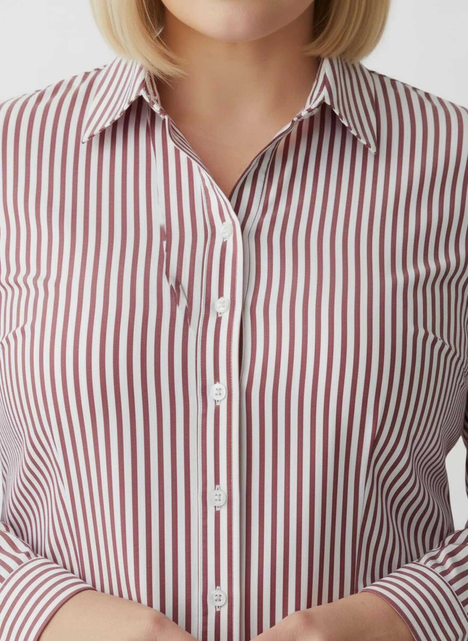 Gestreifte Bluse mit längenregulierbaren Ärmeln - rot-ecru-gestreift