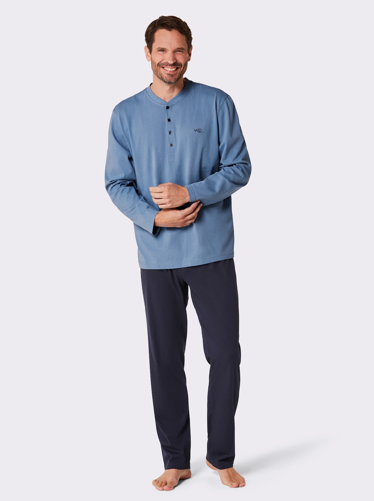 wäschepur men Pyjama's - chocolade/camel + marine/middenblauw