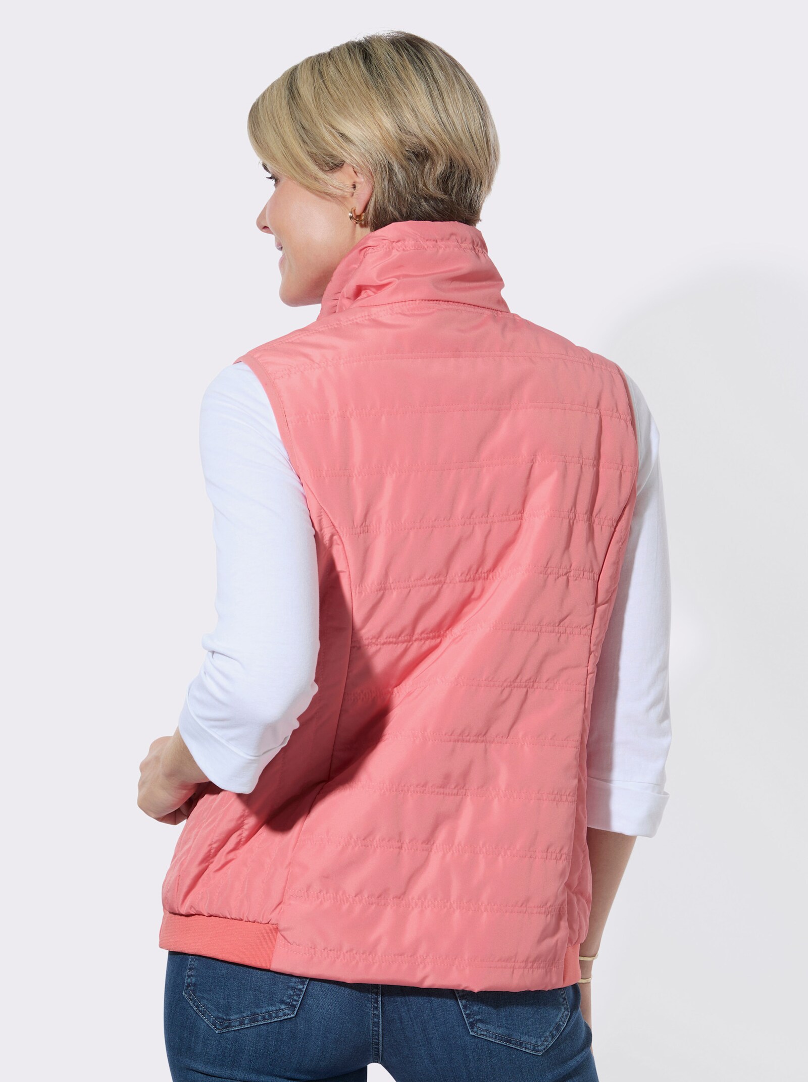 Steppweste mit knöpfbarer Innentasche - flamingo