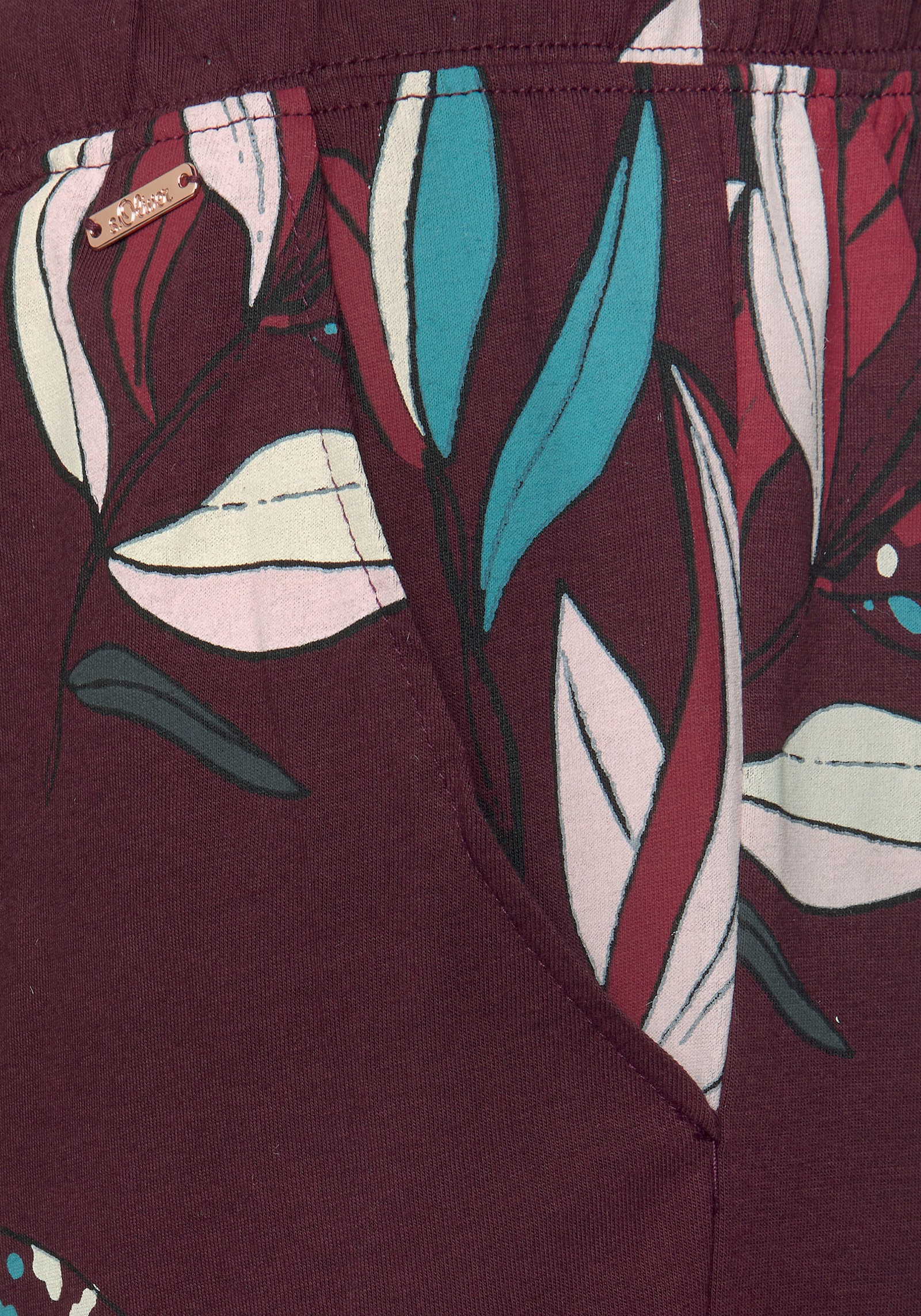 s.Oliver Pyjamahose - bordeaux-geblümt