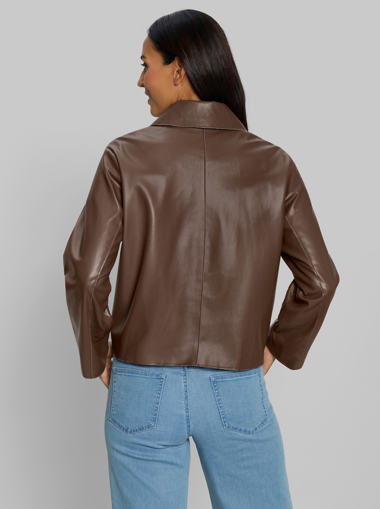 heine Lederimitatjacke im kastigen Blazer-Schnitt - schoko