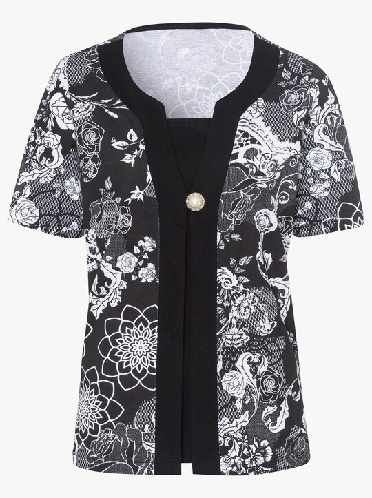 Shirt - schwarz-weiß-gemustert