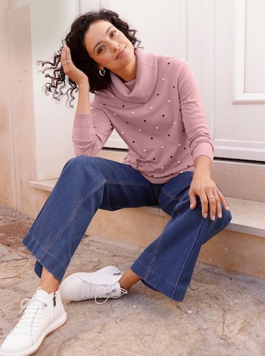 Rollkragenpullover mit Pünktchen-Muster - hortensie
