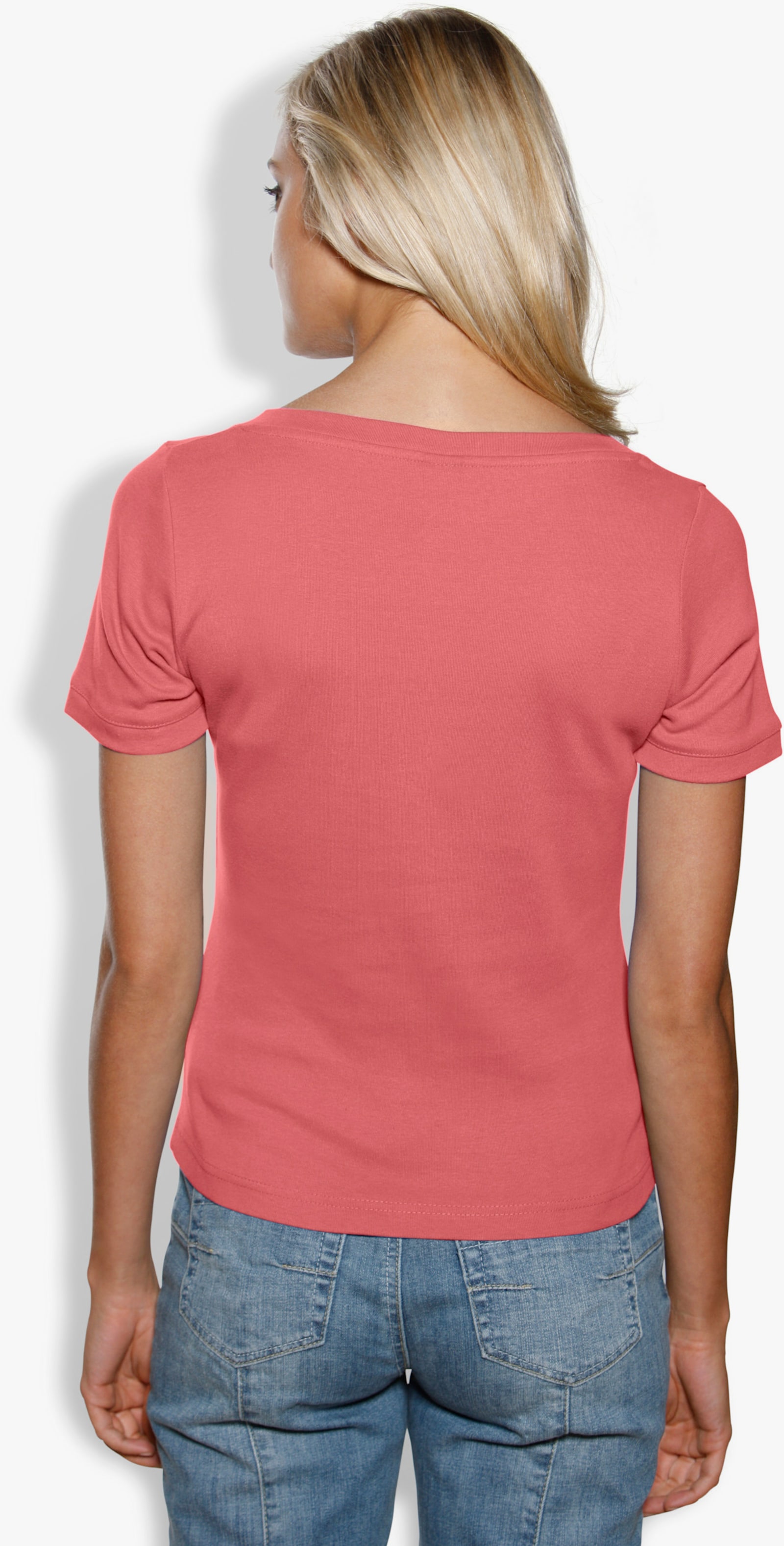 heine Shirt aus Rippenware - koralle