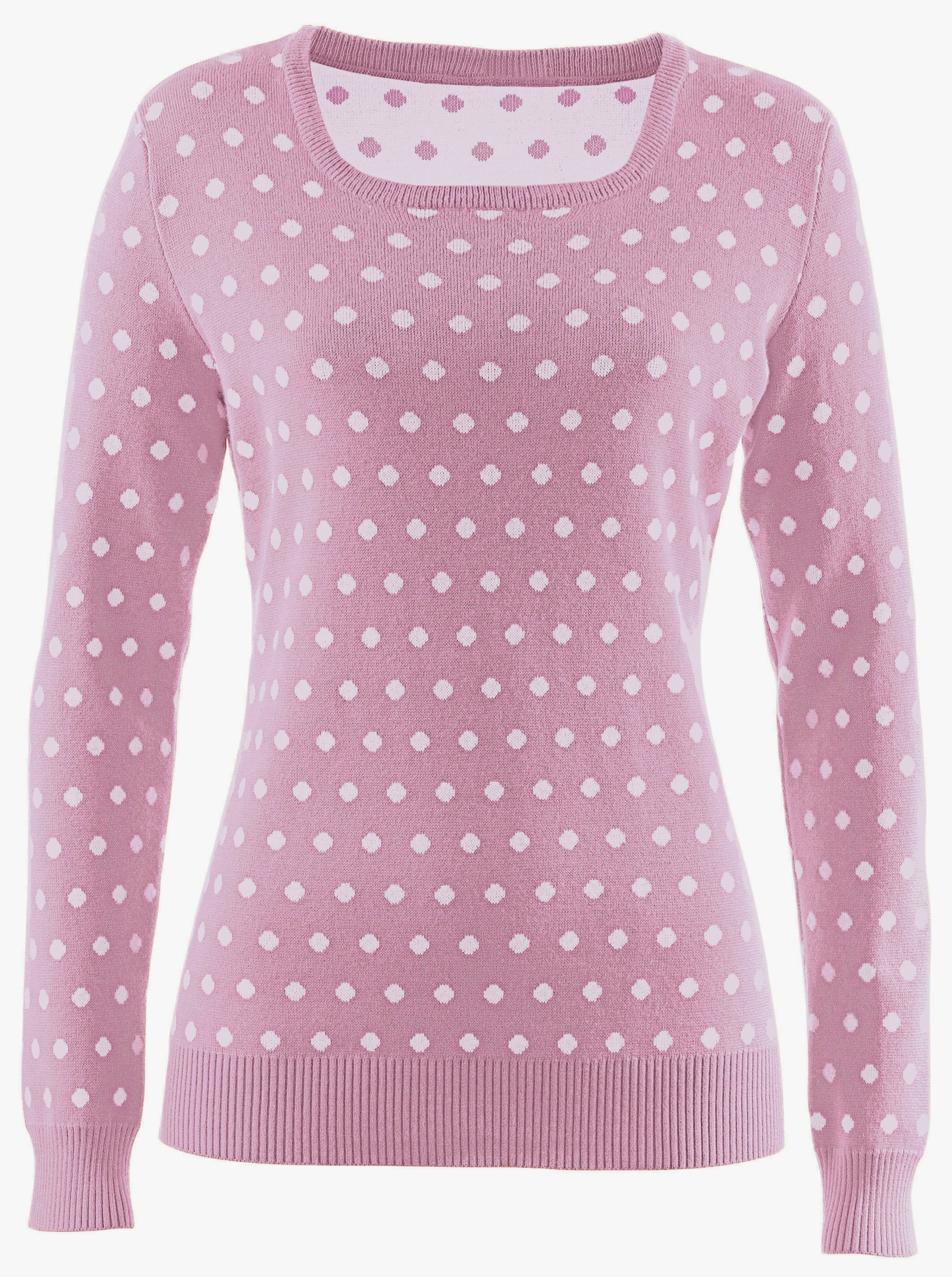 Gebreide pullover met stippenmotief - roze/wit gestippeld