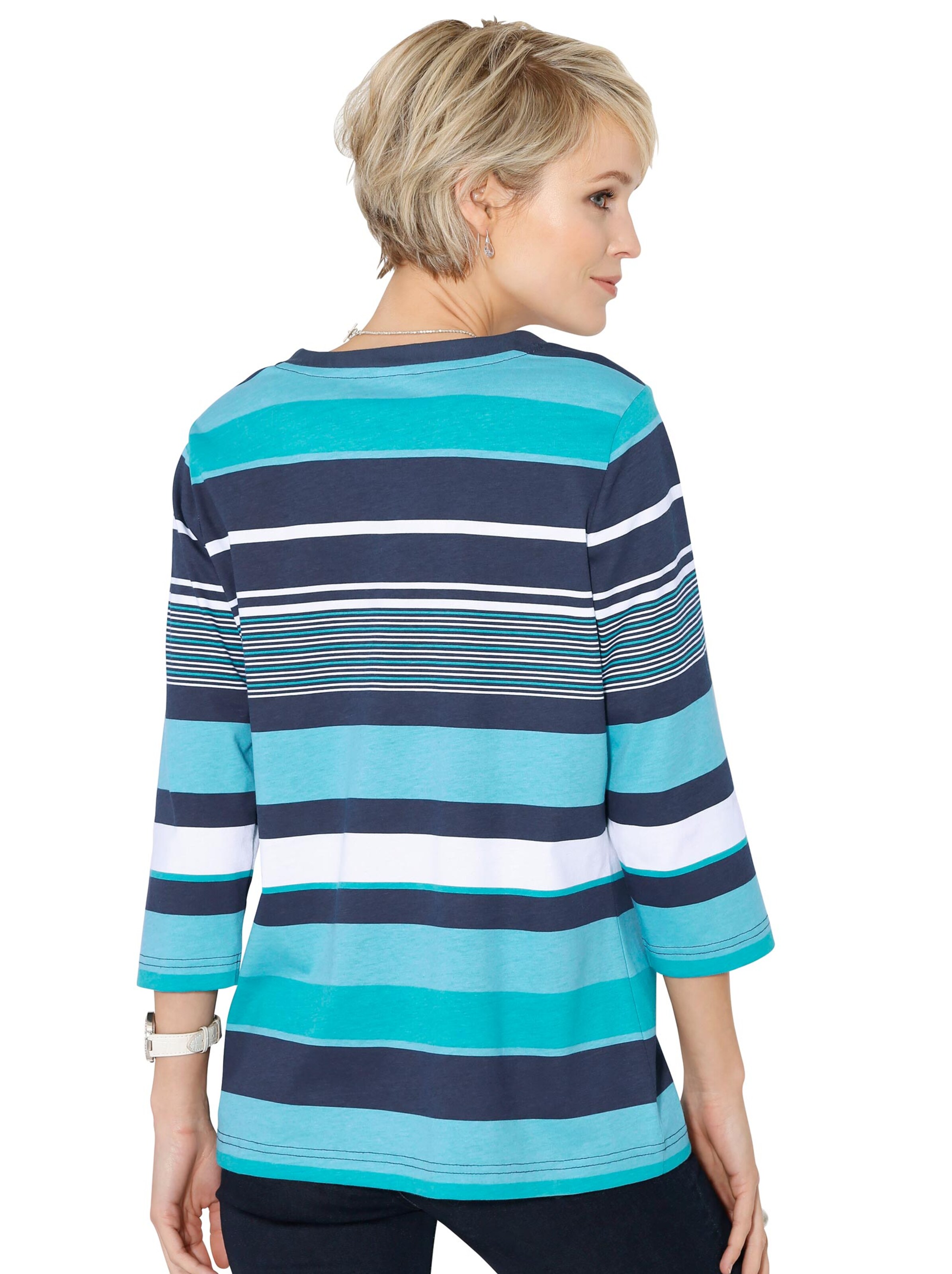 Shirt - petrol-gestreift