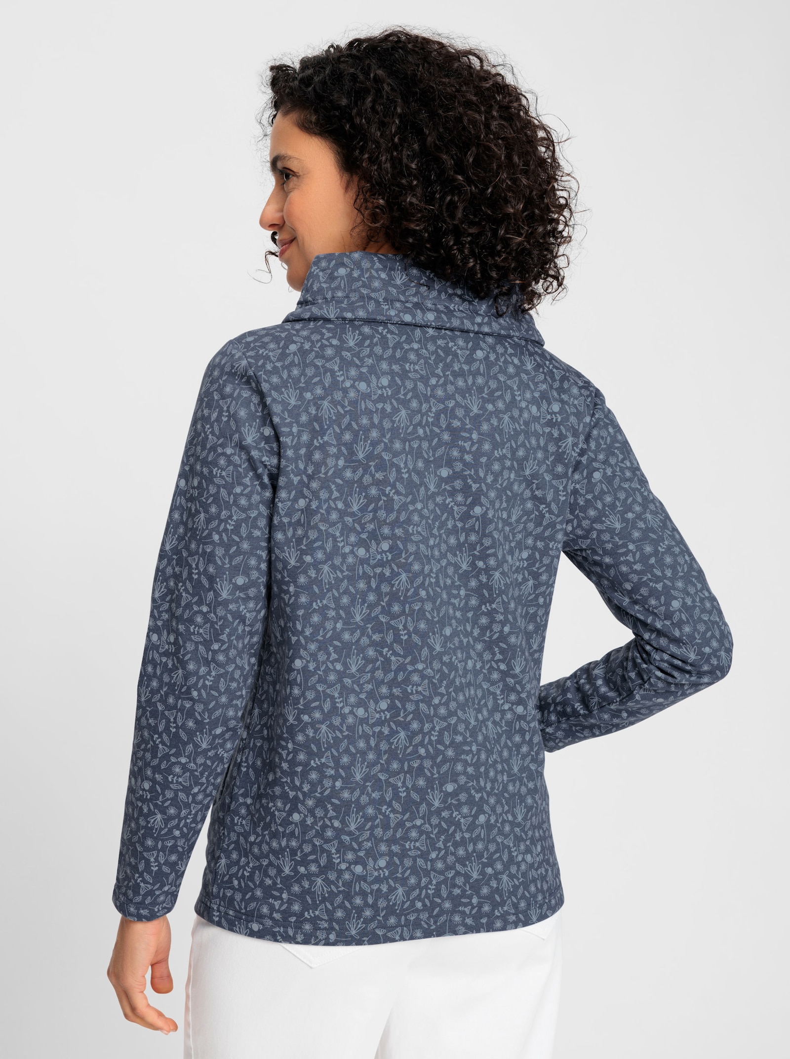 Sweatshirt mit überlappenden Rollkragen - rauchblau-bleu-bedruckt