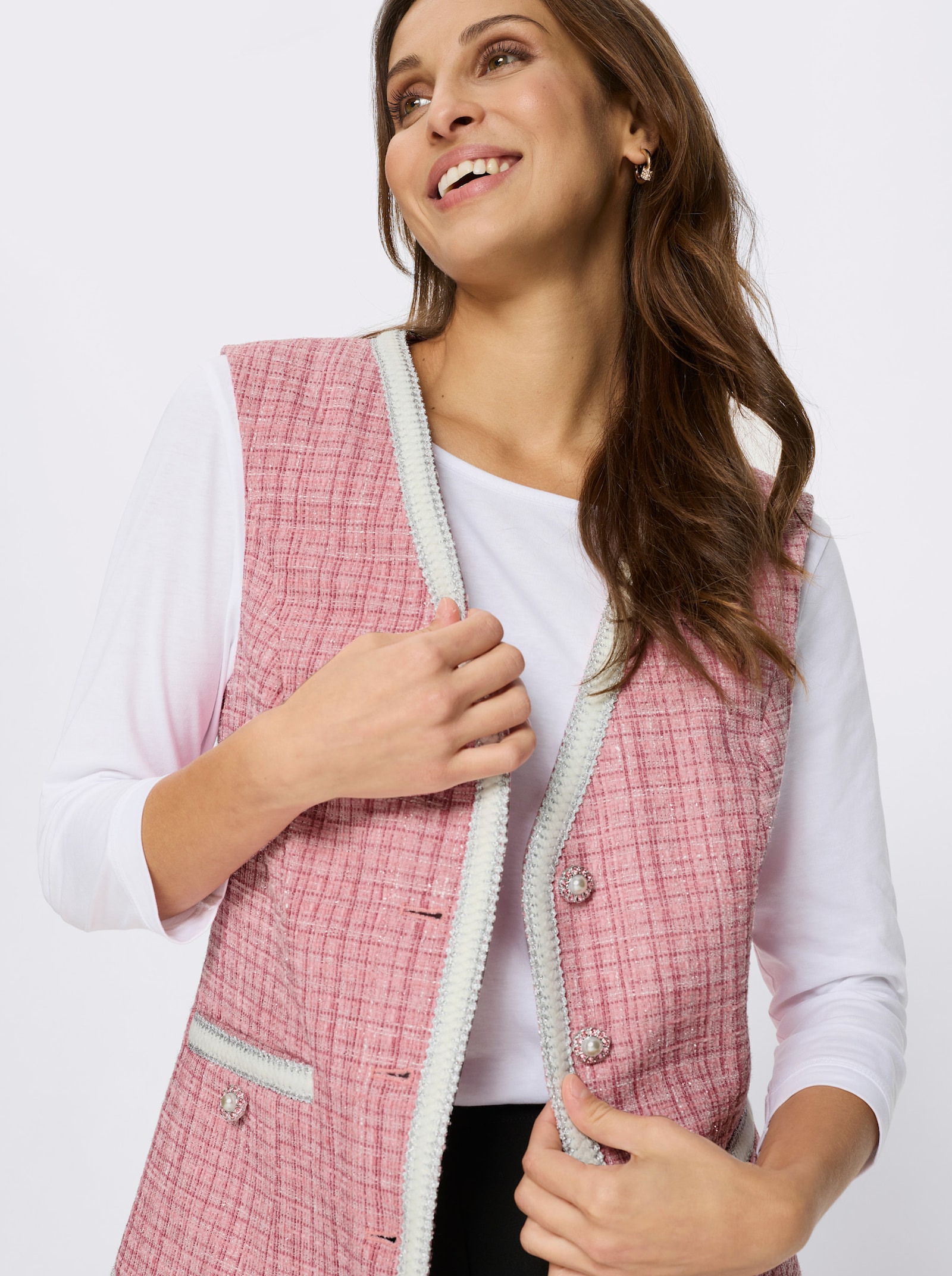 Weste mit Schmuckknöpfen - rosenquarz-meliert