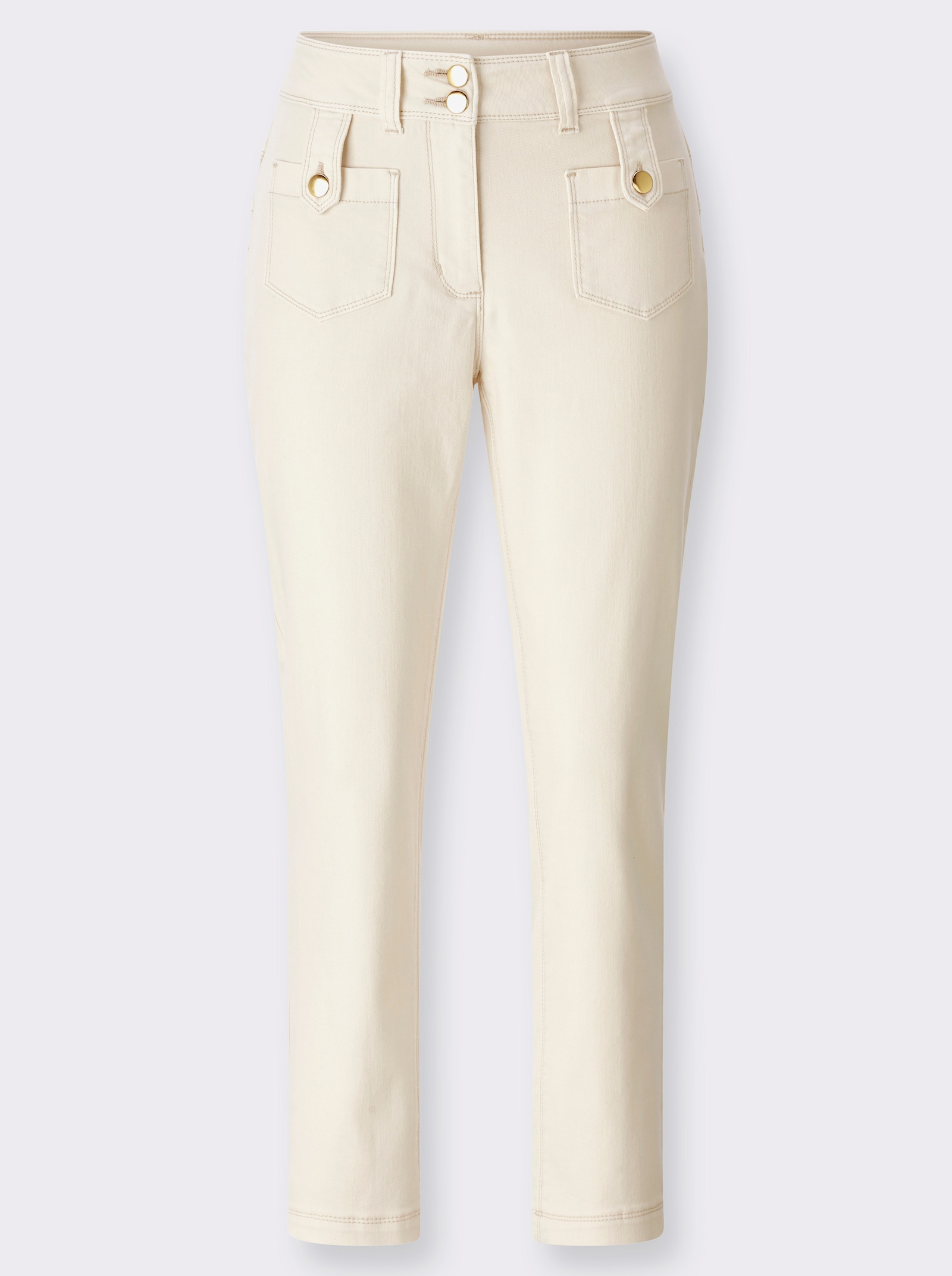 7/8-Hose mit Kontrastknöpfen - champagner