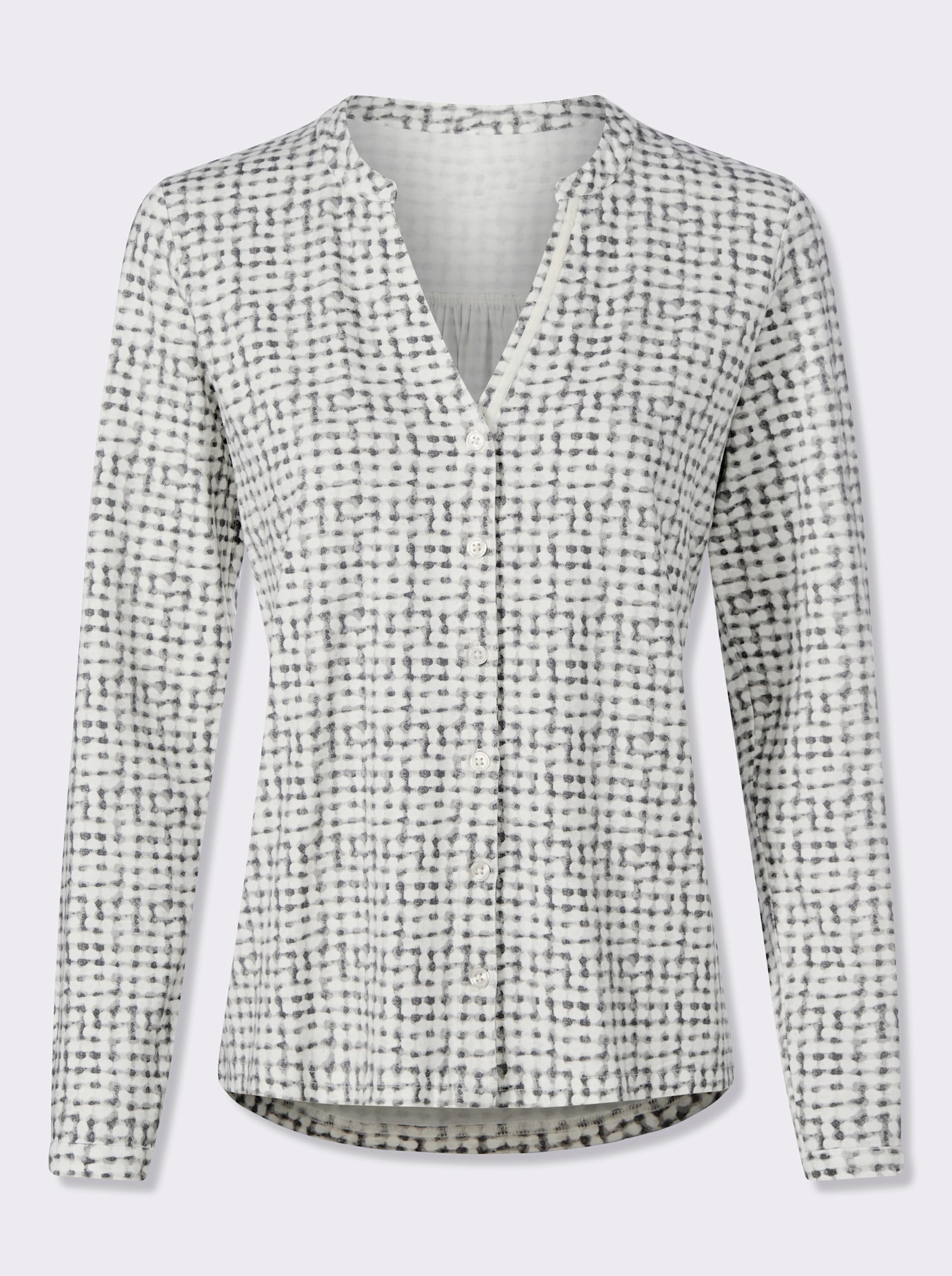 heine Jersey-Bluse mit verlängertem Rücken - ecru-hellgrau-bedruckt