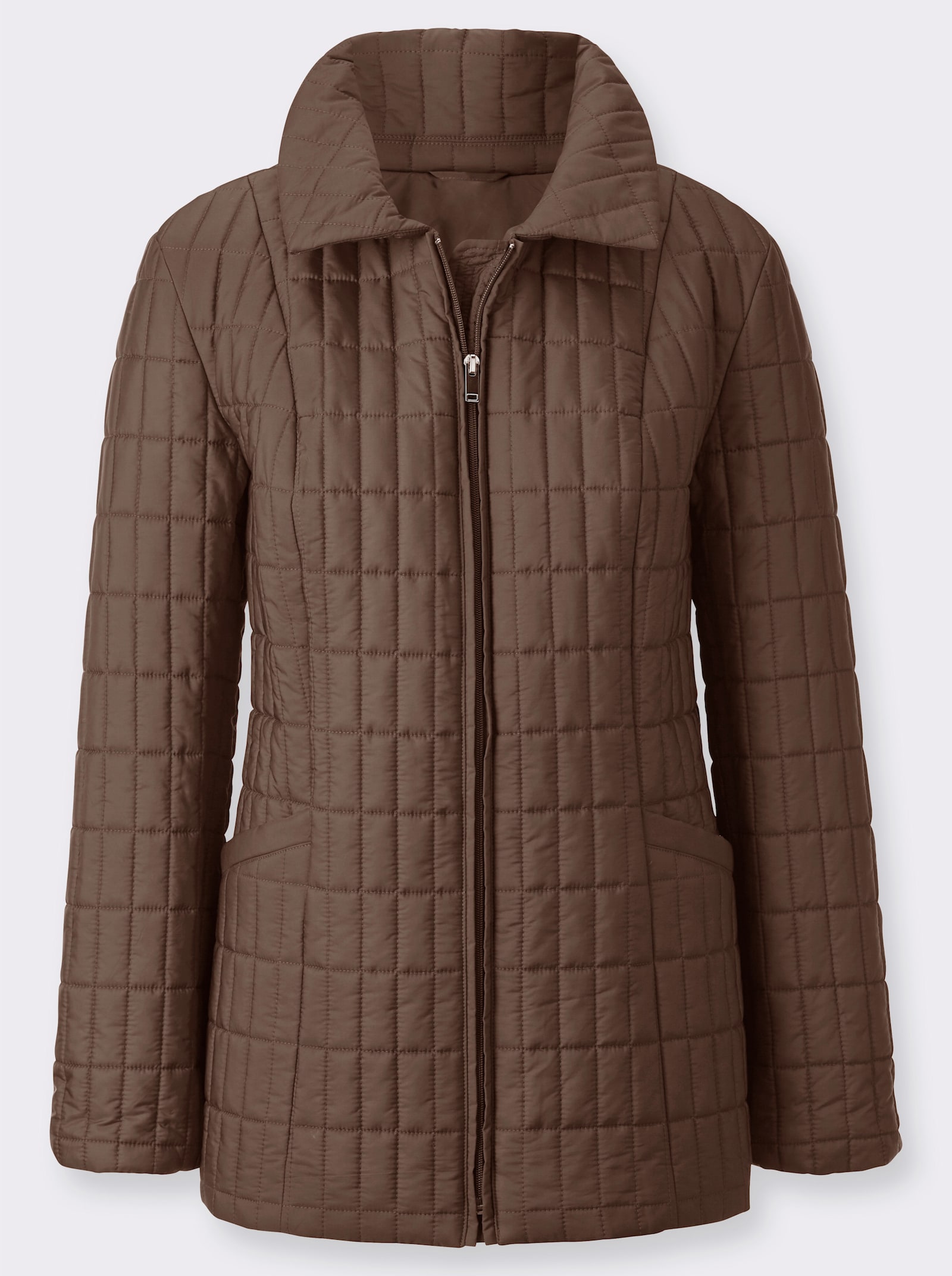 Steppjacke mit knöpfbarer Innentasche - schoko