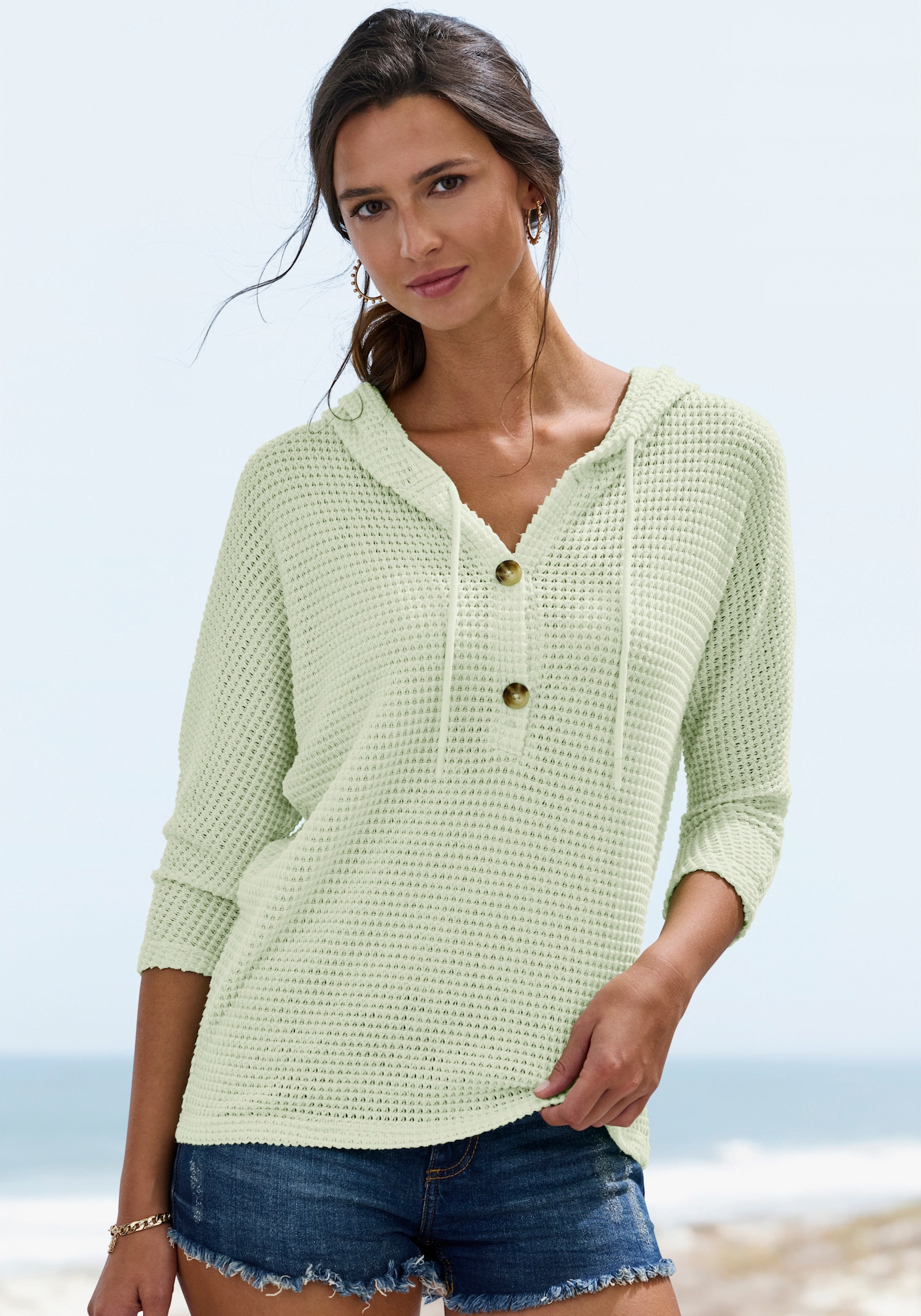LASCANA 3/4-Arm-Shirt - lime
