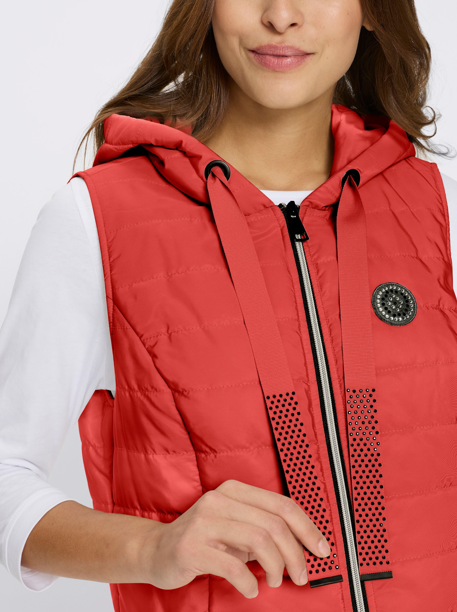 Longweste , auf Taillenhöhe weitenregulierbar - rot