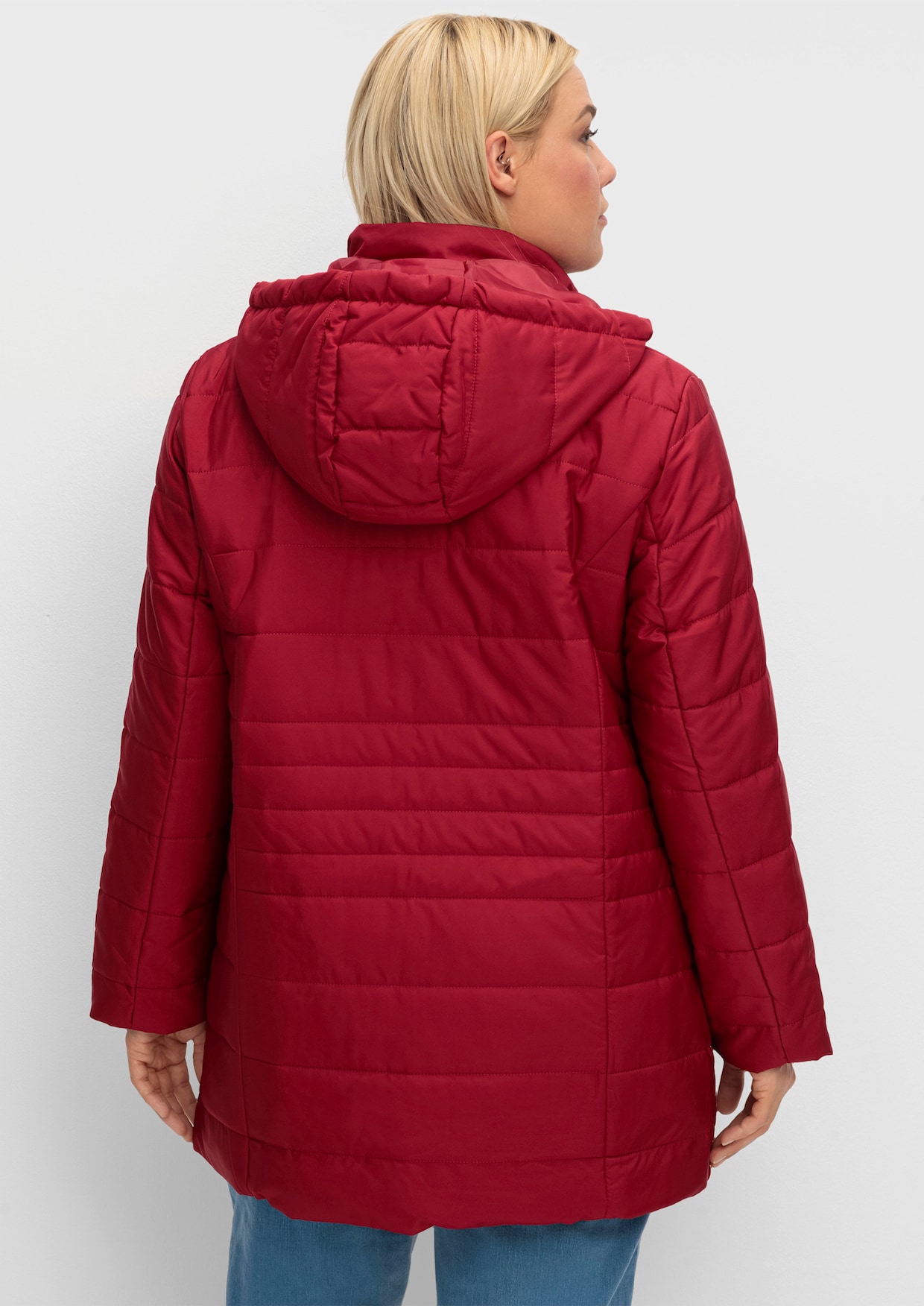 Steppjacke mit seitlichen Druckknöpfen - dunkelrot