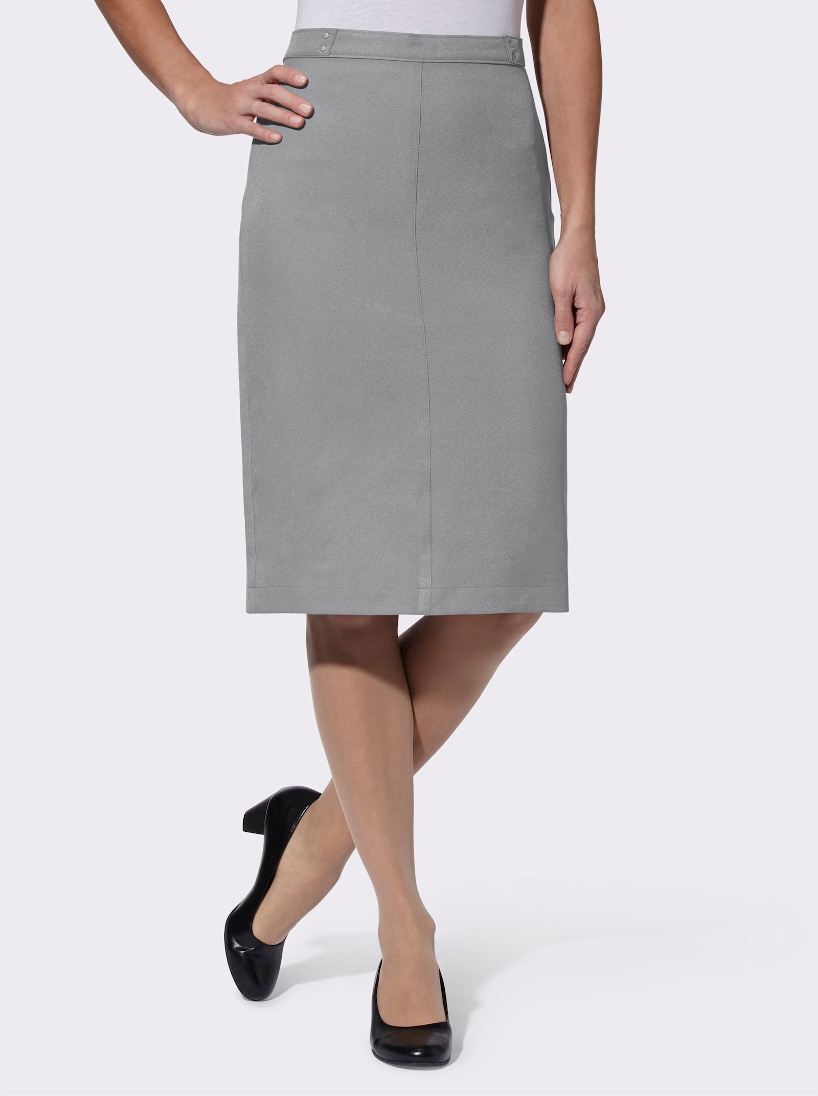 Comfortrok met loopsplit - steengrijs