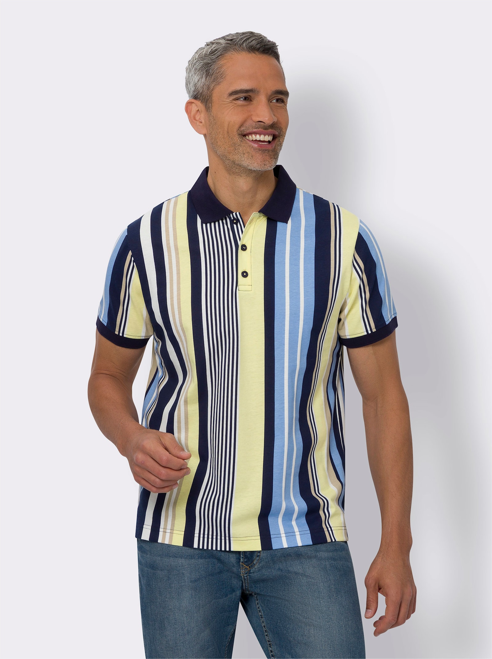 Poloshirt mit Längsstreifen-Muster - marine-gestreift