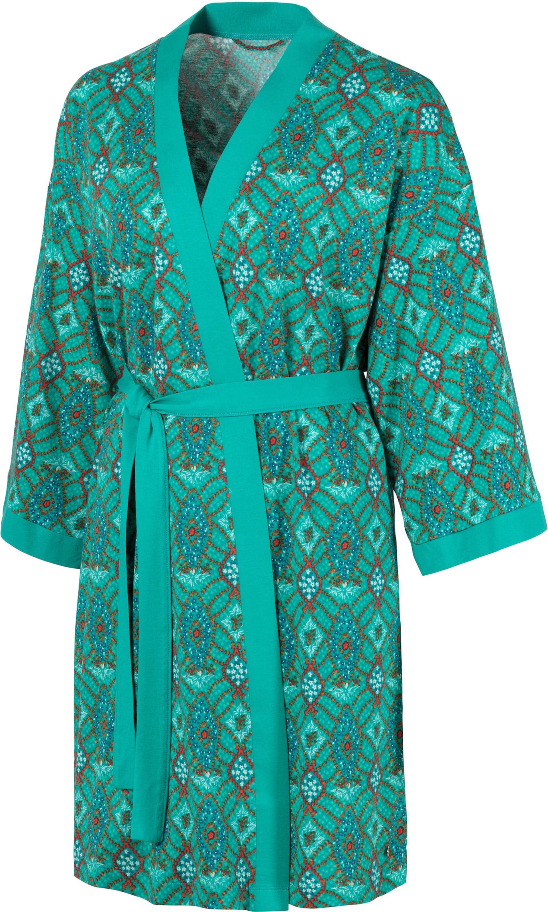 is Love günstig Kaufen-Kimono in moosgrün von s.Oliver. Kimono in moosgrün von s.Oliver <![CDATA[Kimono mit allover Print, Kontrastabschlüssen und Bindegürtel zum taillieren. Angenehme Baumwoll-Viskosequalität.]]>. 