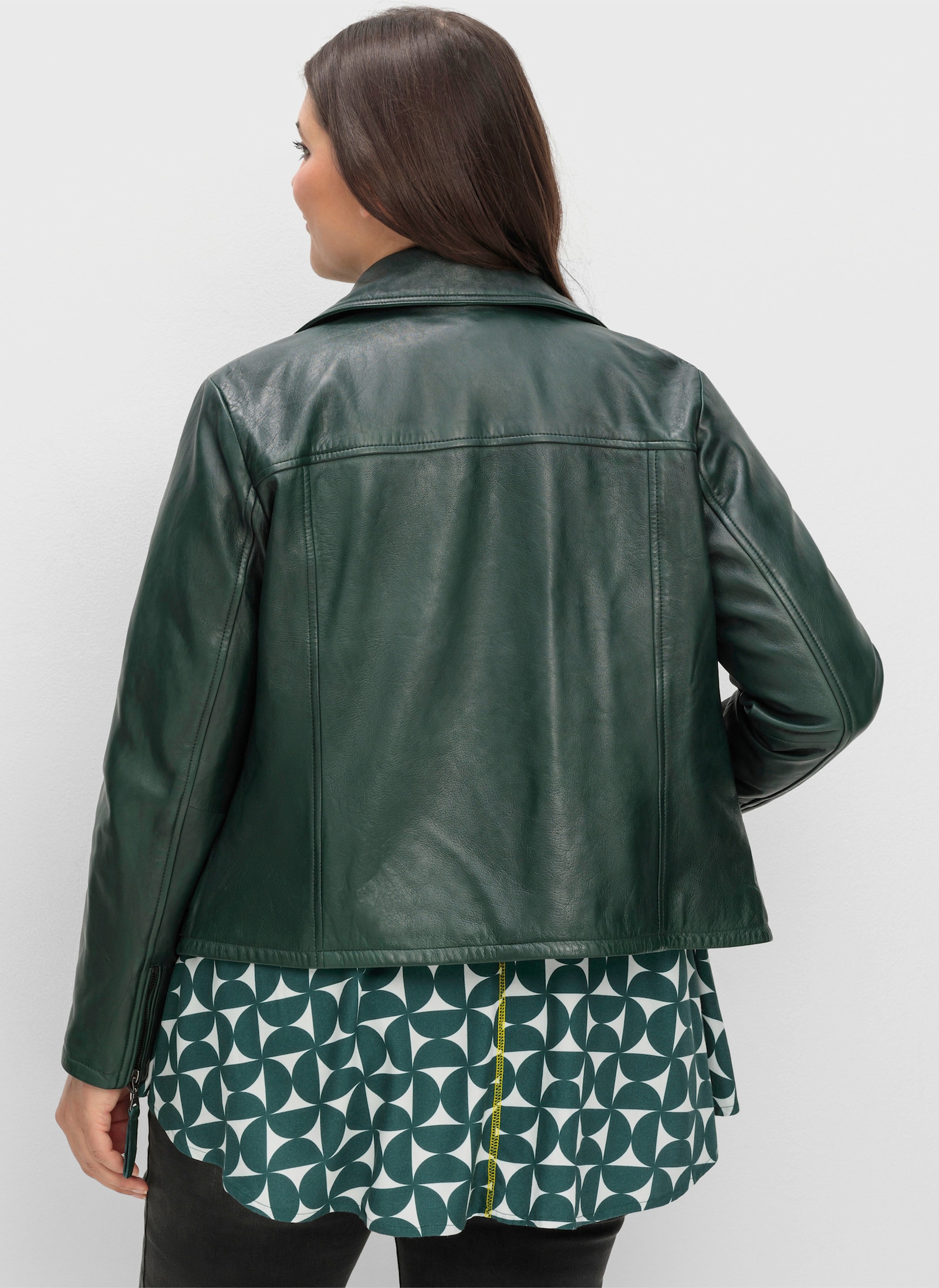 sheego Bikerjack van zacht lamsnappa - diepgroen