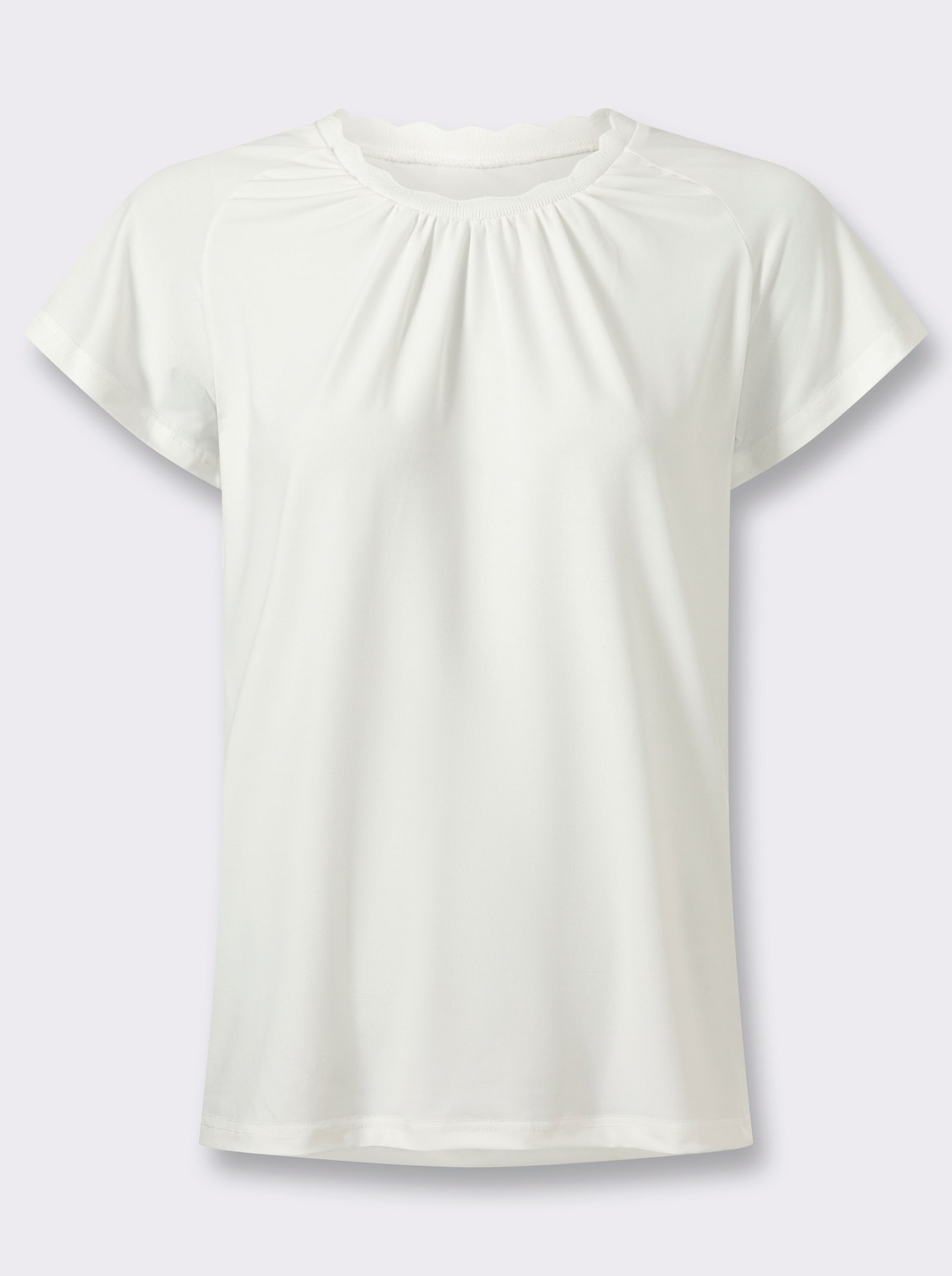 Kurzarmshirt mit gebogten Kanten - ecru