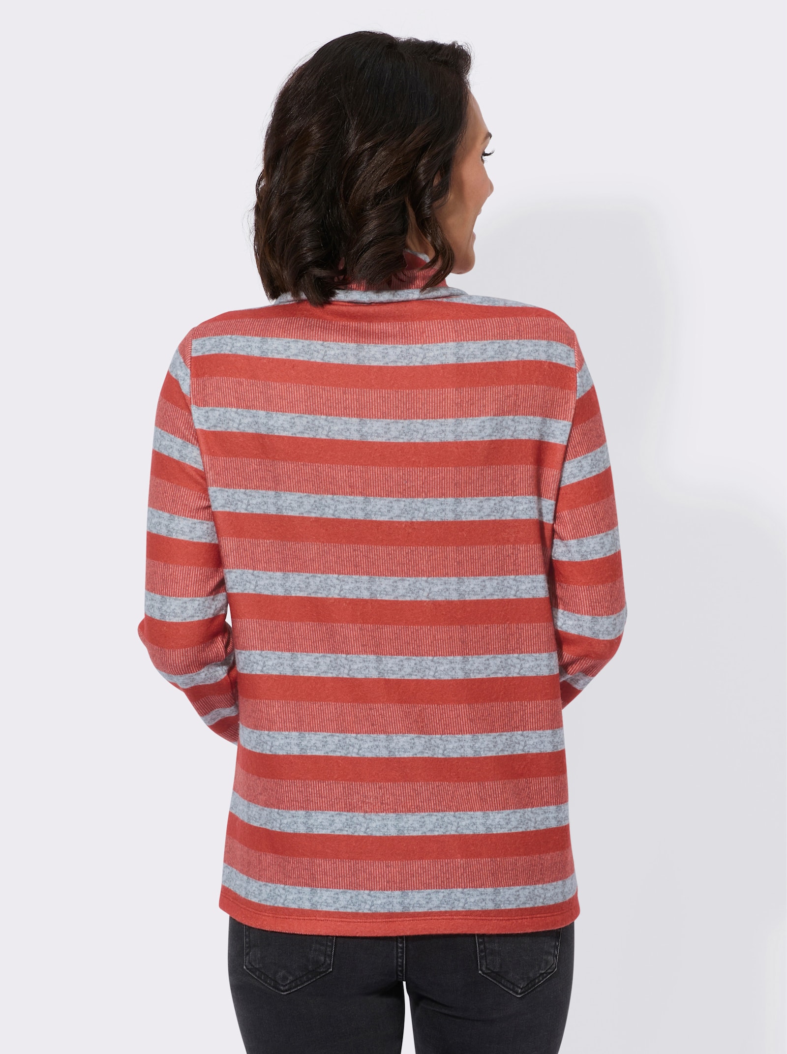 Shirt im Ringelmuster - rostrot-hellgrau-geringelt