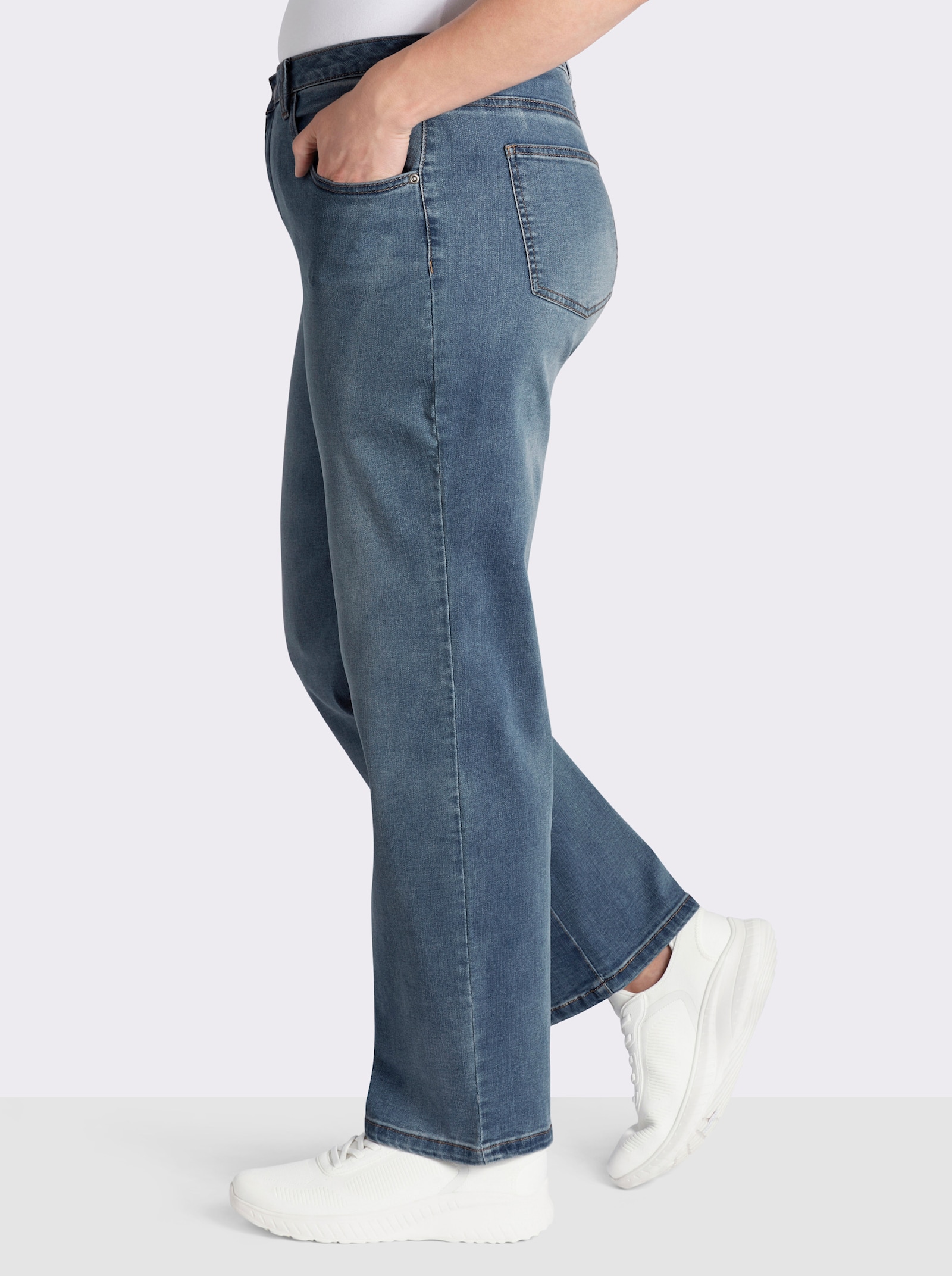 5-Pocket-Jeans mit weitem Bein - blue-bleached